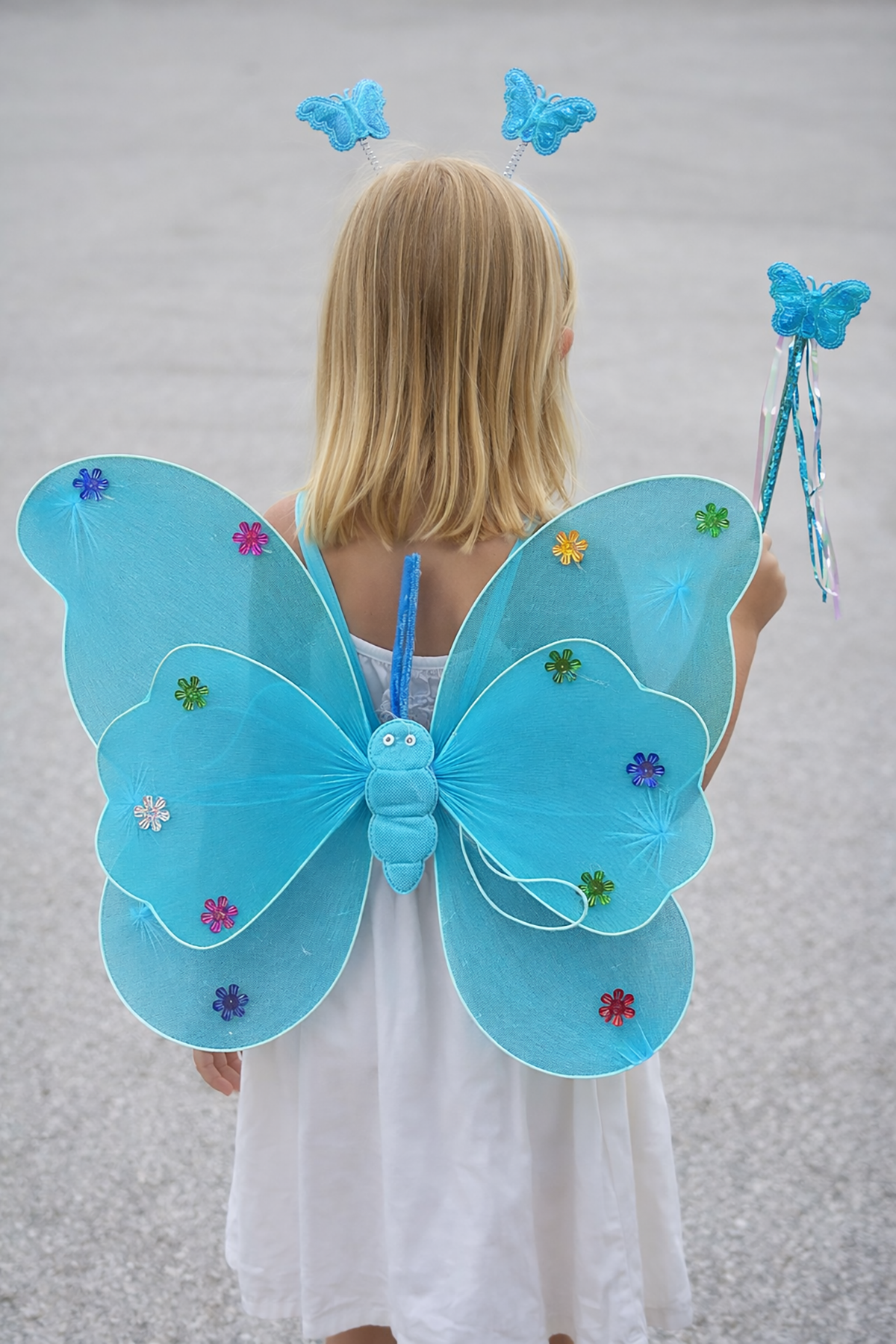 Mavi Renk Kanat /Asa /Taç Set