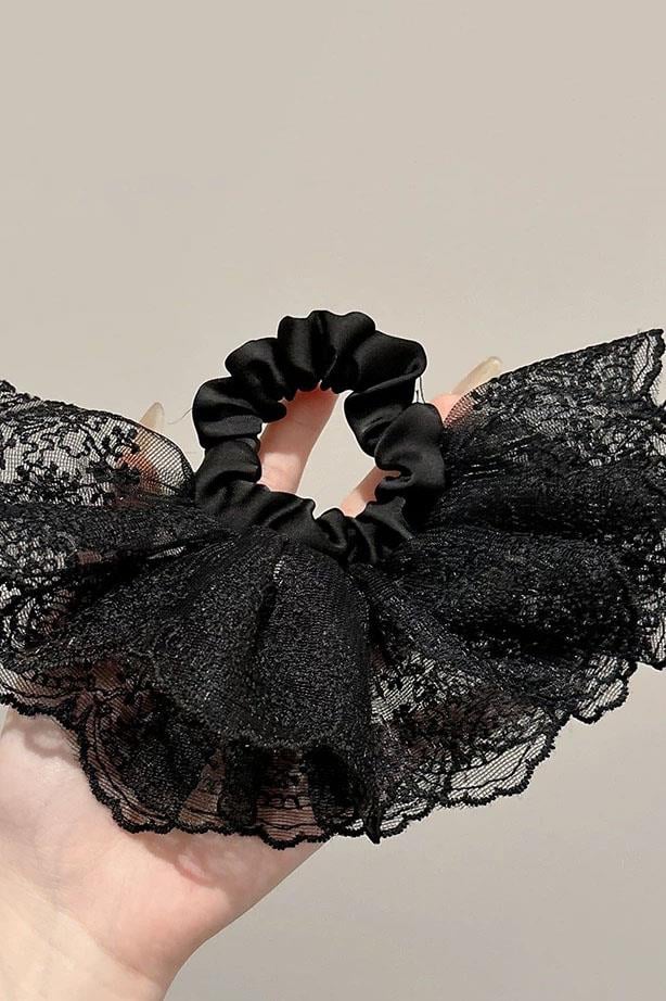 Siyah Renk Dantel Detaylı Simit Toka