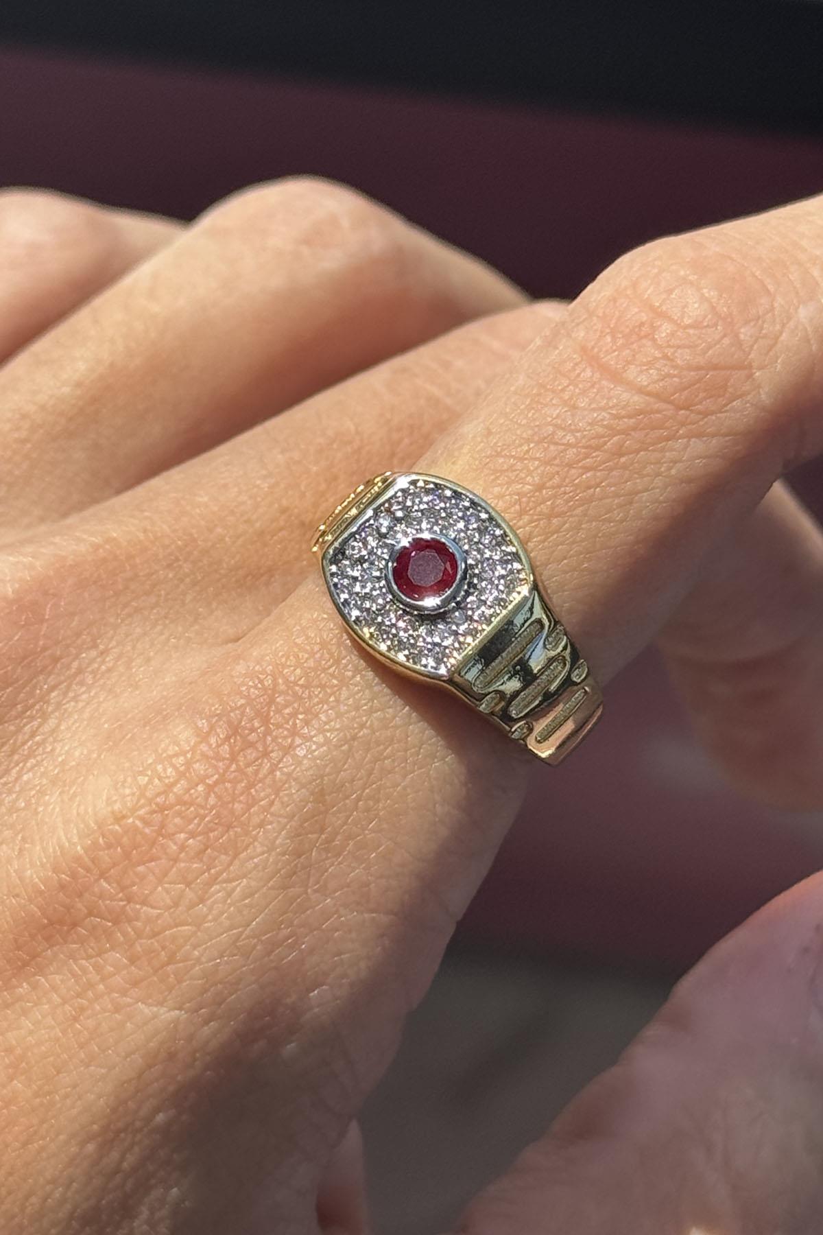 Altın Renk Taş Detaylı Ayarlanabilir YSX Yüzük