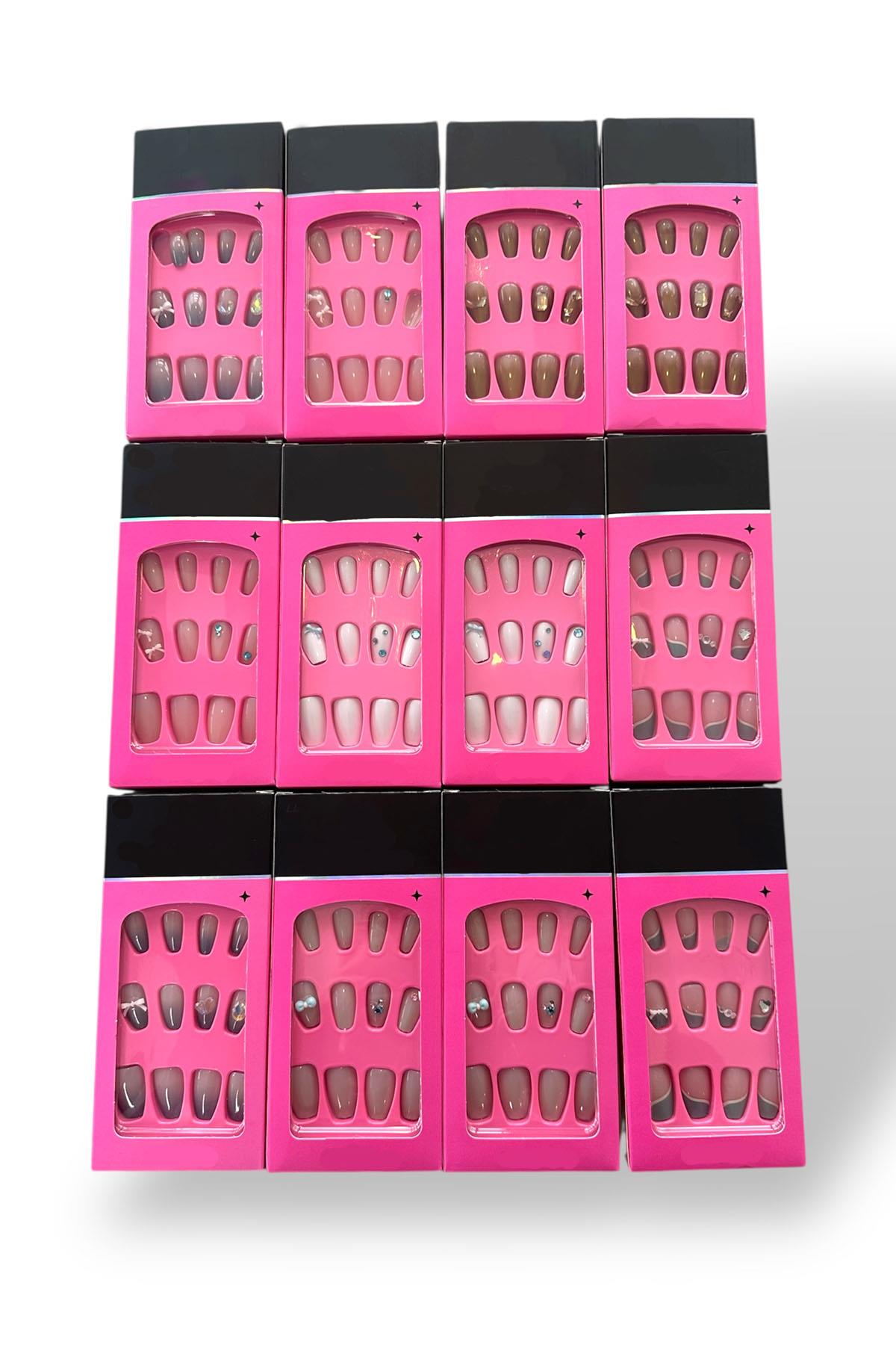 12'li Karışık Renk Takma Tırnak Set