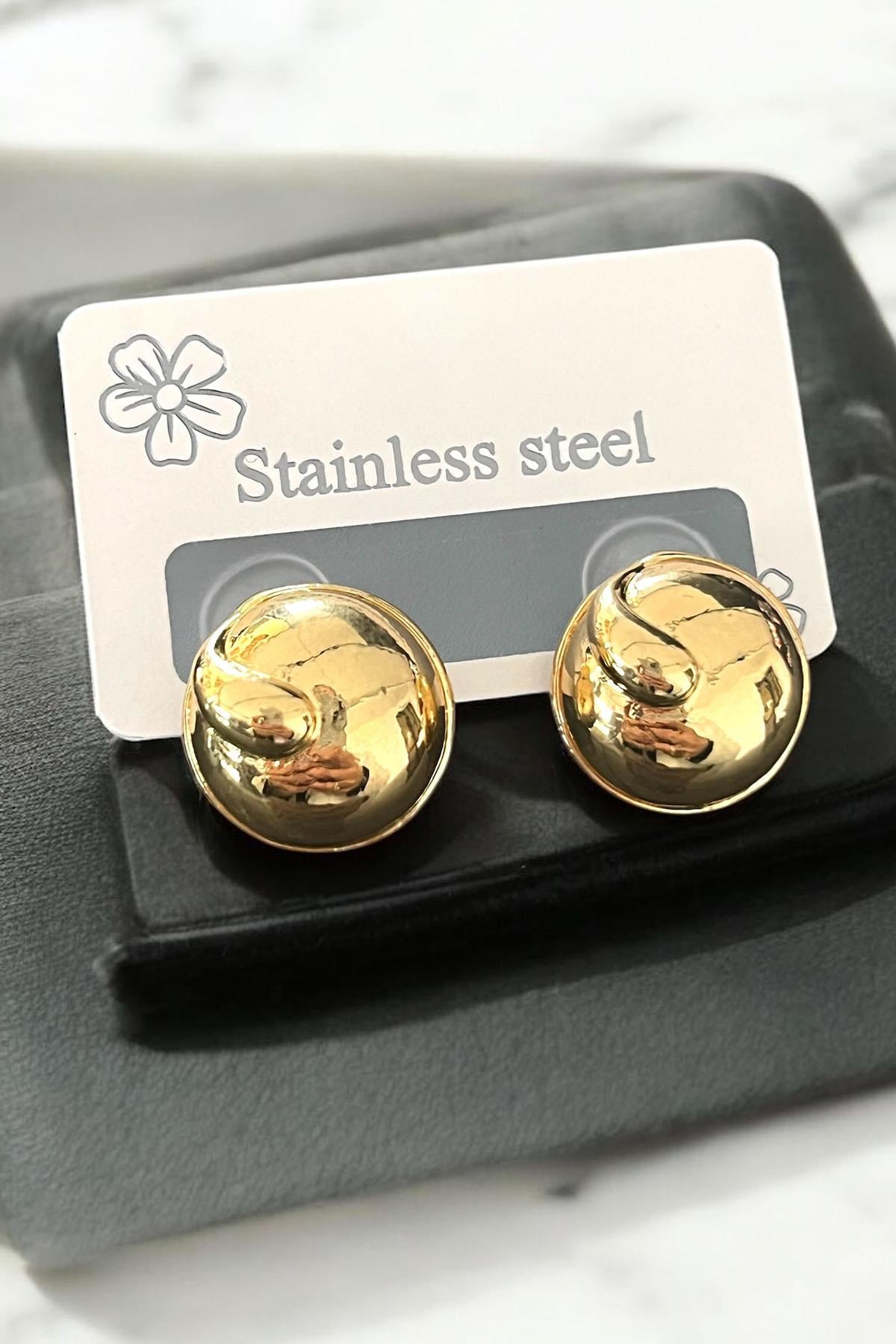 Altın Renk Çelik Küpe (Çift)