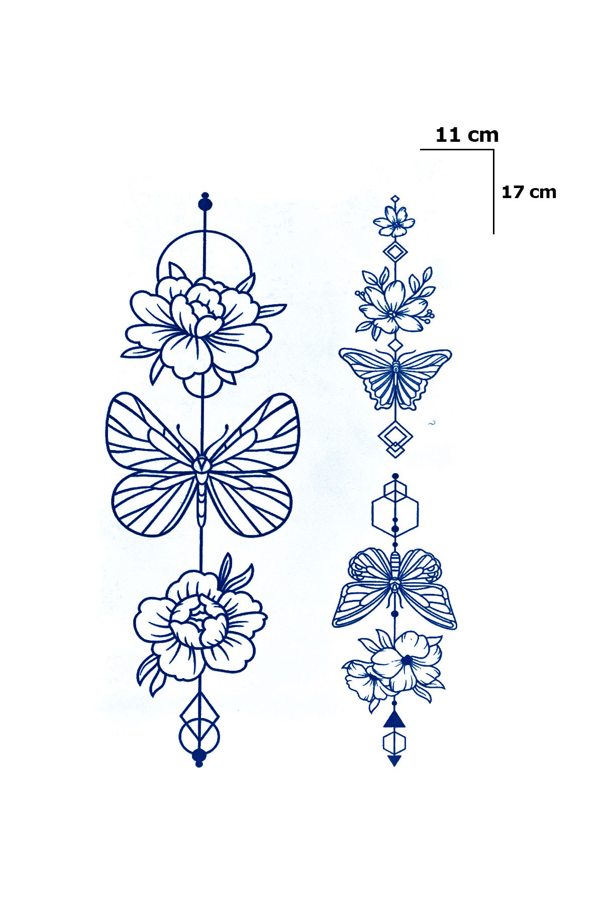 Çiçekli Sonradan Kararan Yarı Kalıcı Geçici Dövme Tattoo