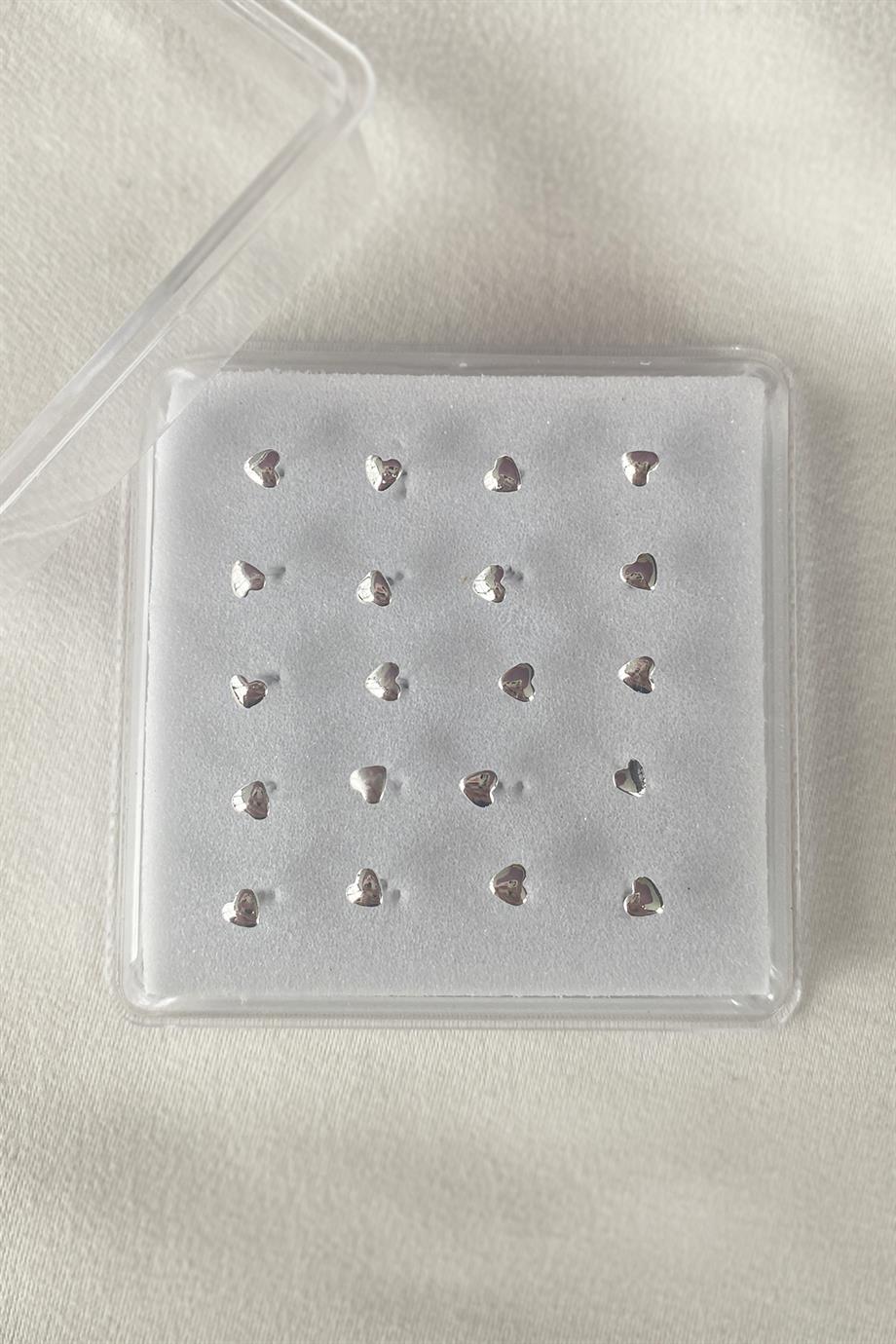 20'li Gümüş Renk Kalp Figürlü Hızma Set