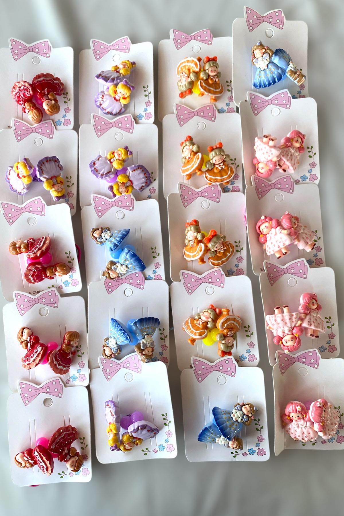 20'li Karışık Renk Kız Çocuğu Figürlü Lastik Toka Set