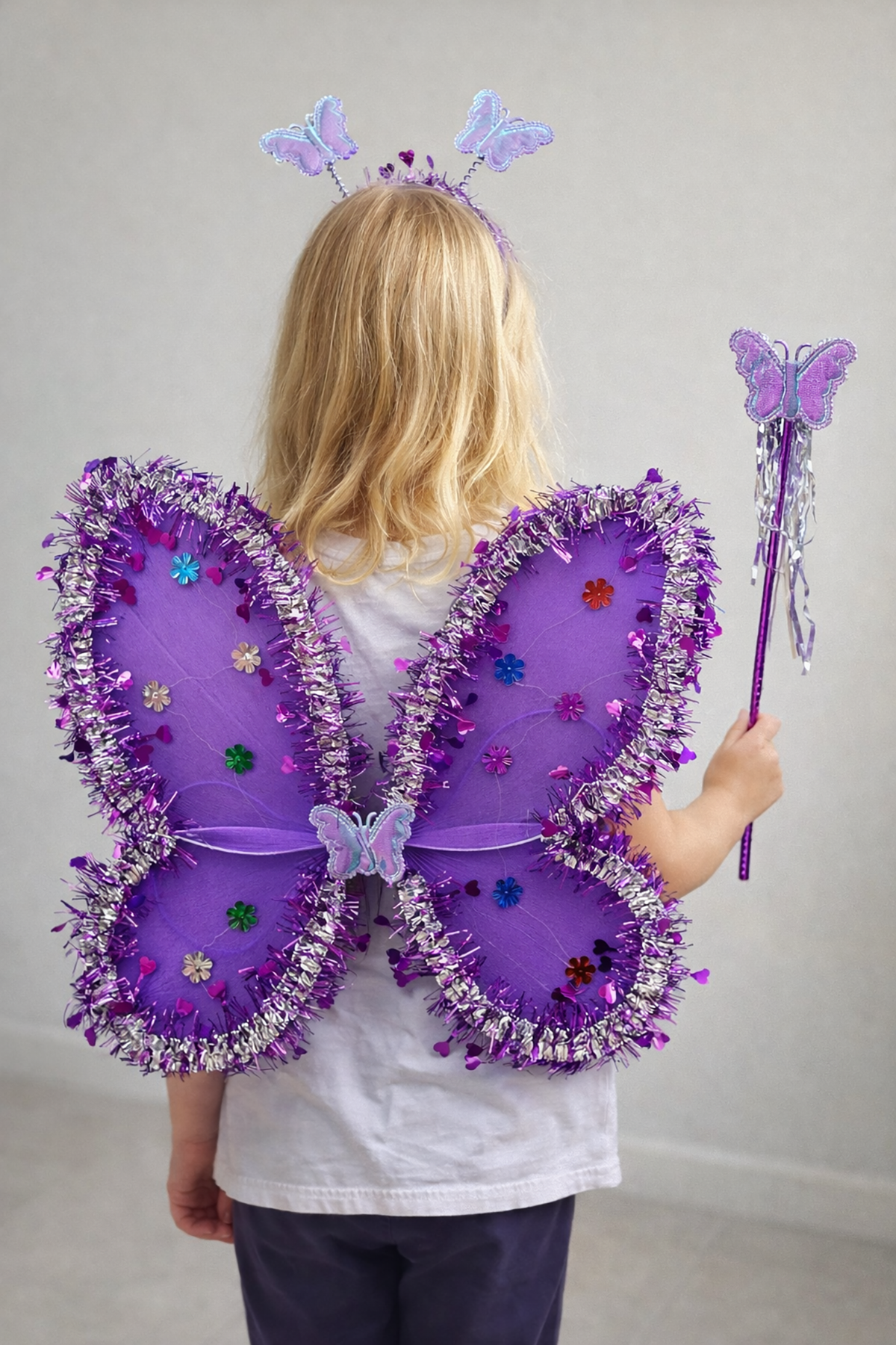 Mor Renk Kanat /Asa /Taç Set