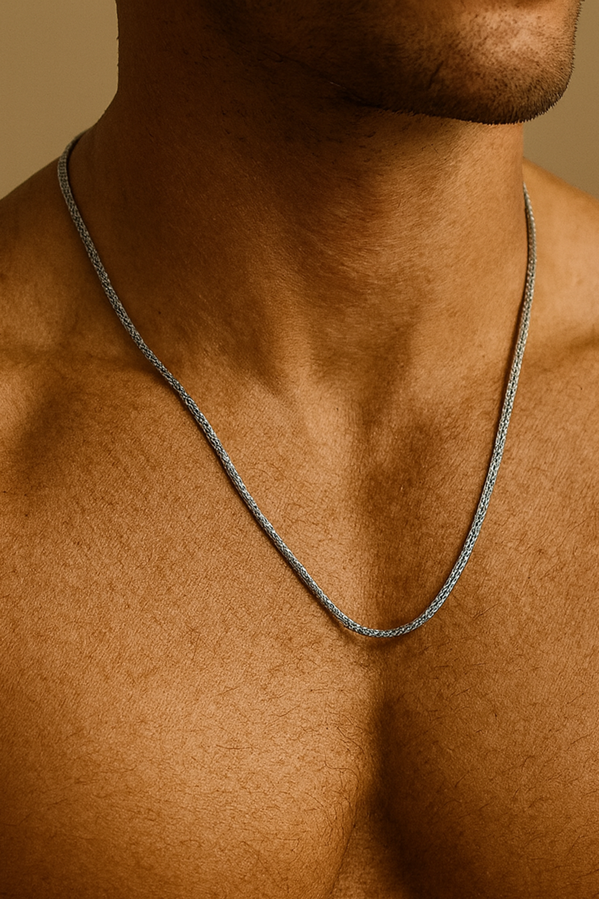 Gümüş Renk Erkek Zincir Çelik Kolye (55cm)