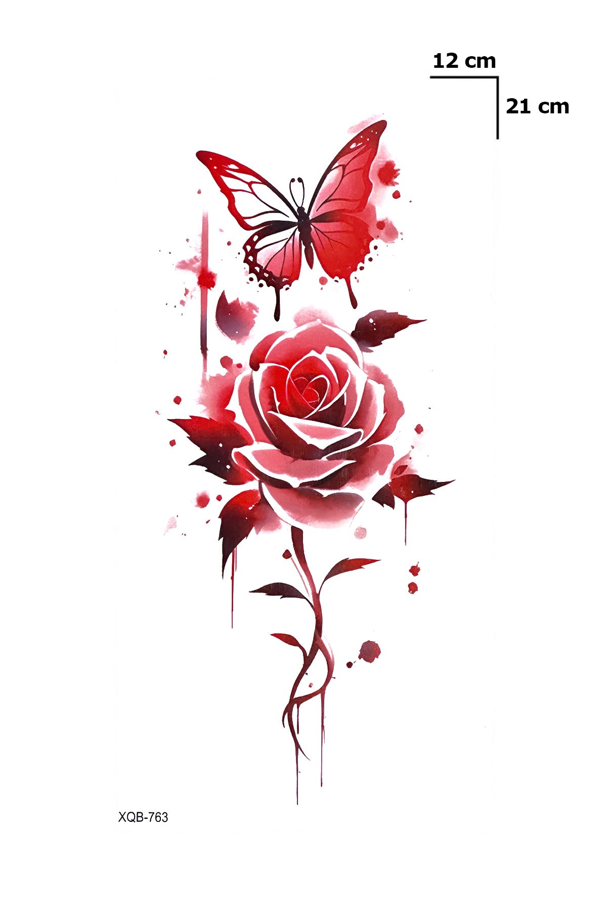 Gül Ve Kelebek Geçici Dövme Tattoo
