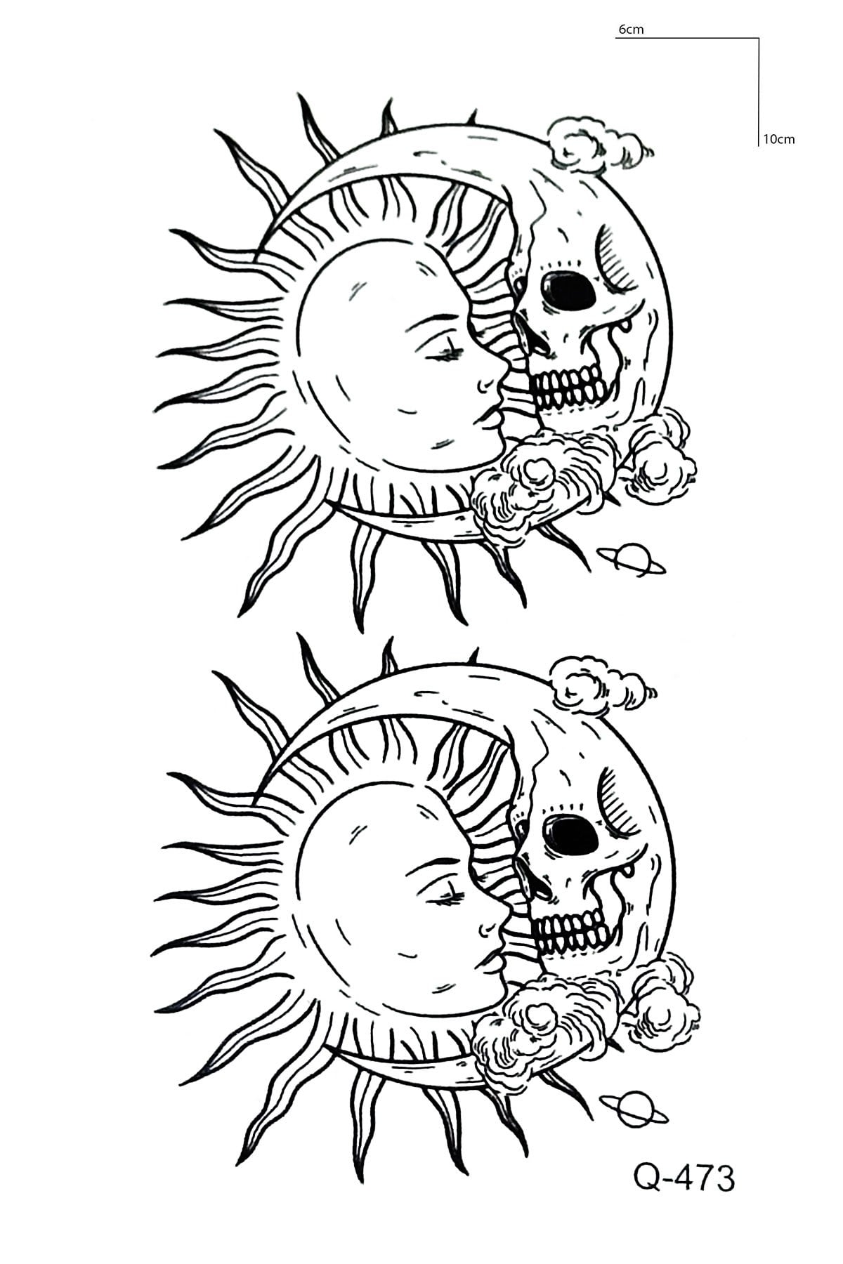 Kurukafa Güneş Ve Ay Mini Geçici Dövme Tattoo