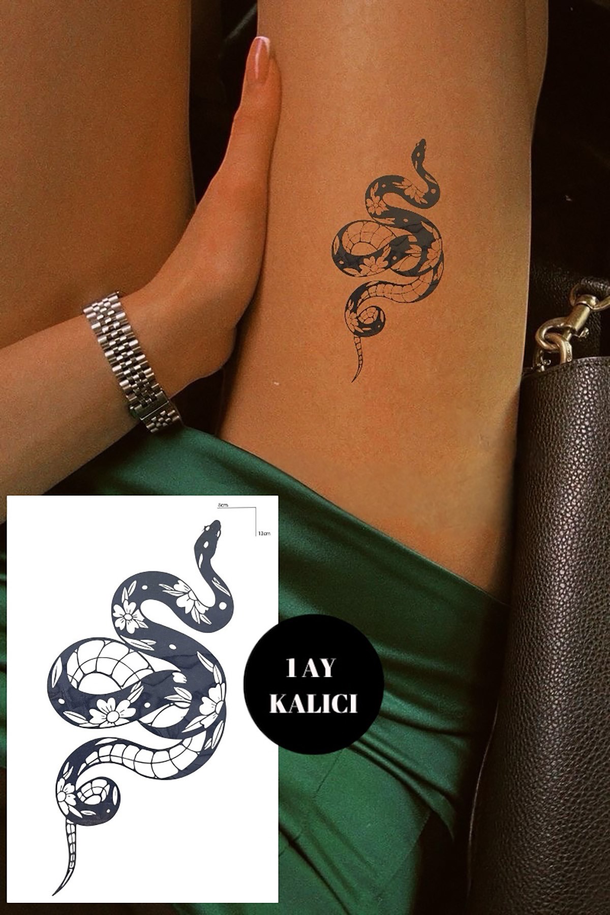 Yılan Sonradan Kararan Yarı Kalıcı Geçici Dövme Tattoo
