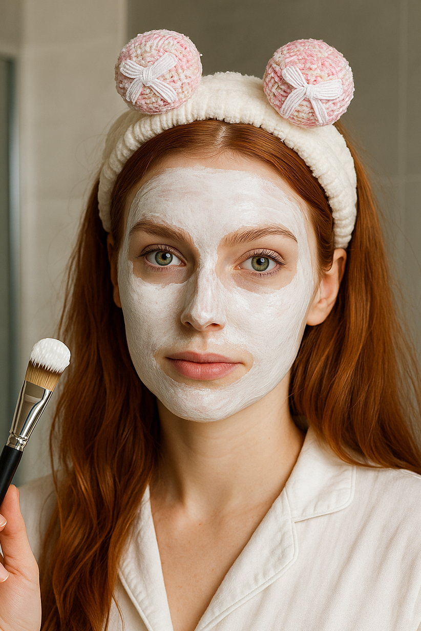 Beyaz Renk Kurdele Detaylı Peluş Saç Bandı