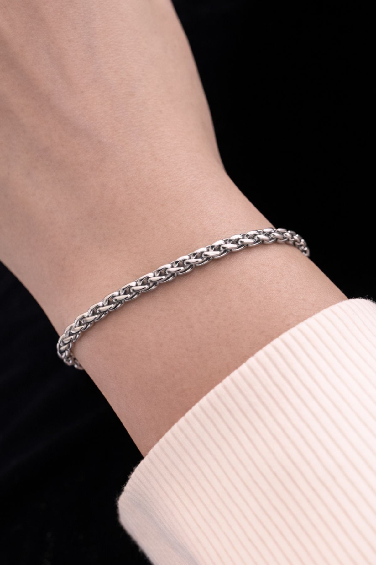 Gümüş Renk Zincir Çelik Bileklik (Unisex)