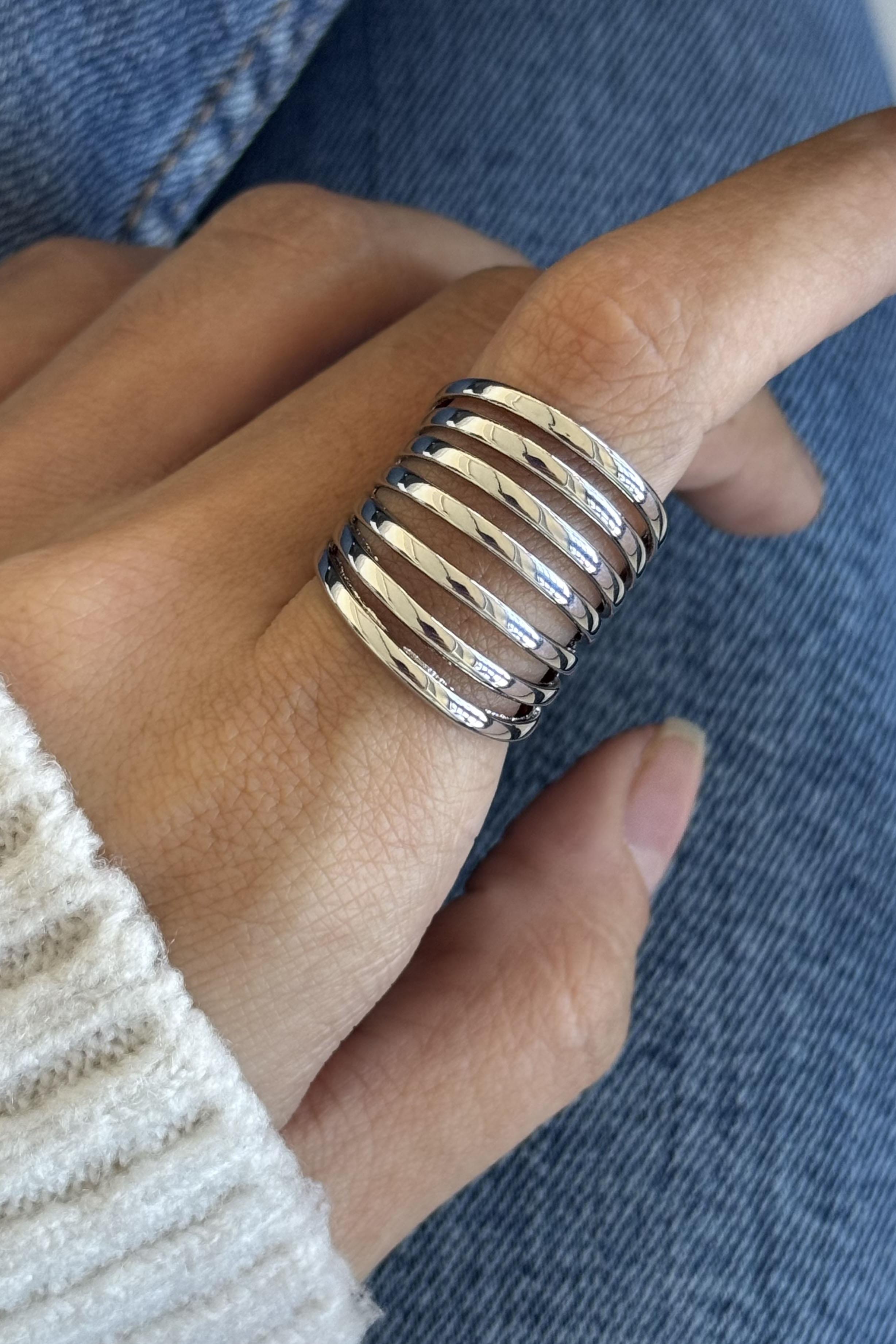 Gümüş Renk Ayarlanabilir Çelik Yüzük