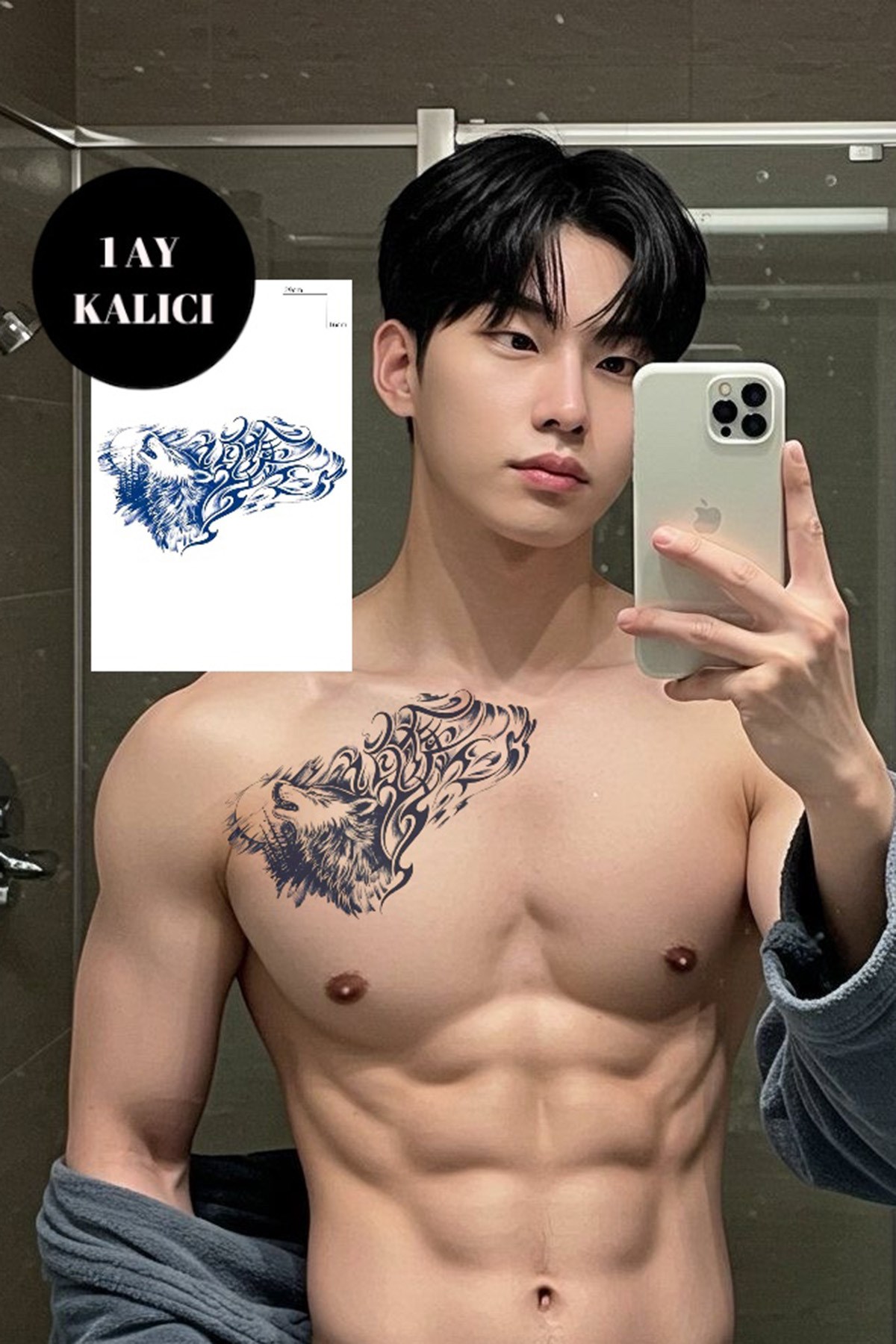 Kurt Figürlü Sonradan Kararan Yarı Kalıcı Geçici Dövme Tattoo