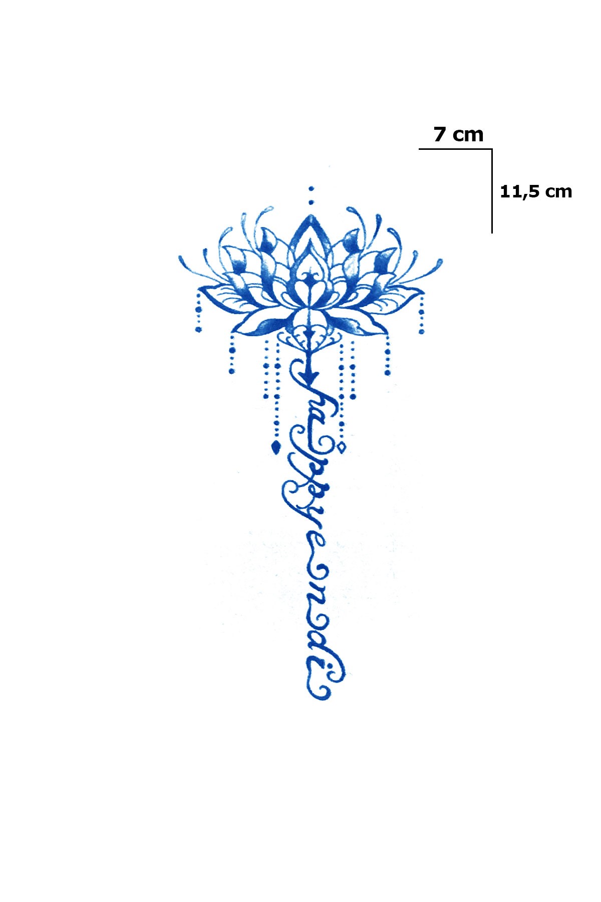 Lotus Çiçek Sonradan Kararan Yarı Kalıcı Geçici Dövme Tattoo