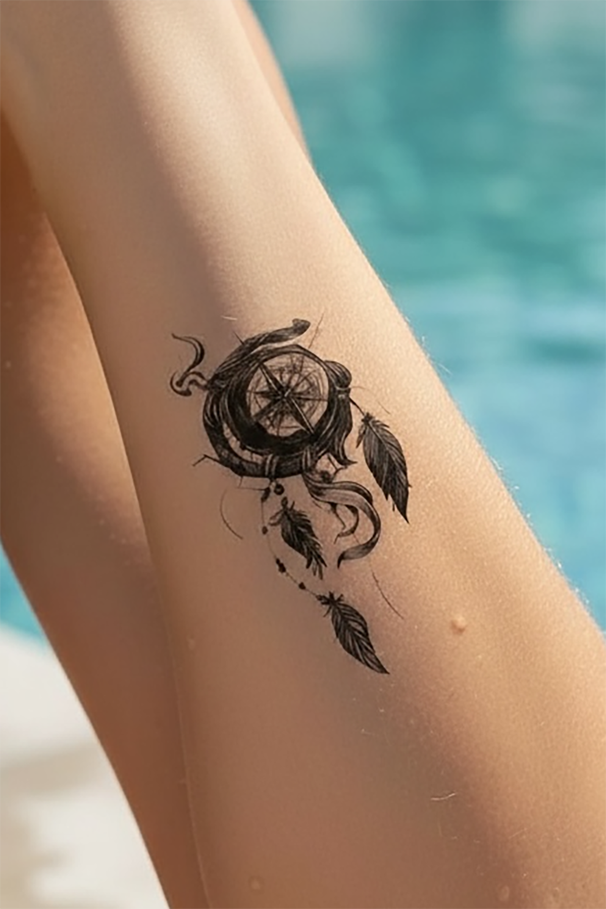 Geçici Pusula Figürlü Mini Dövme Tattoo