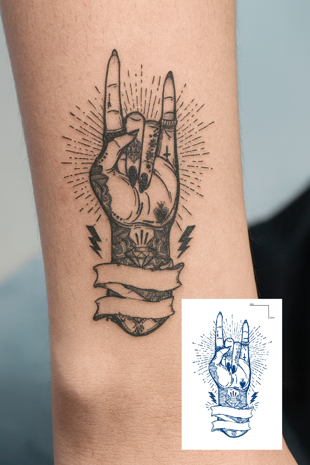 El Figürlü 12 Saat Sonra Kararan Geçici Mini Dövme Tattoo