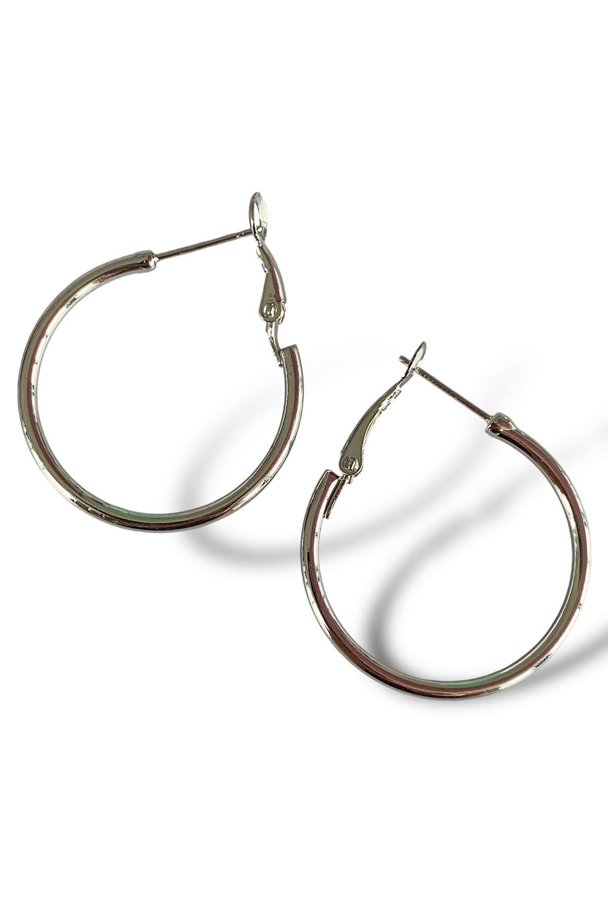 Gümüş Renk Halka Küpe 25MM (Çift)