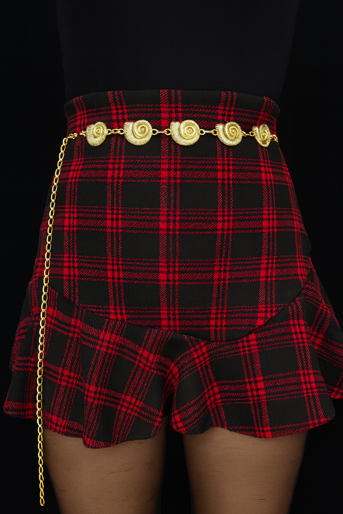 Altın Renk Deniz Kabuğu Figürlü Zincir Kemer