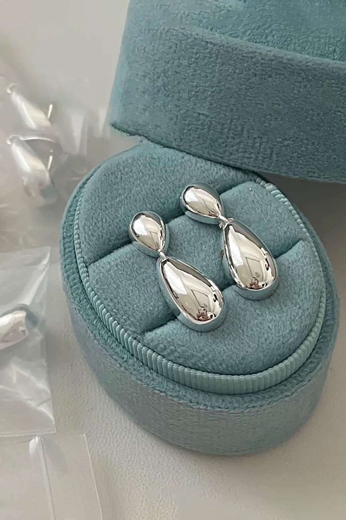 Gümüş Renk Çelik Küpe (Çift)