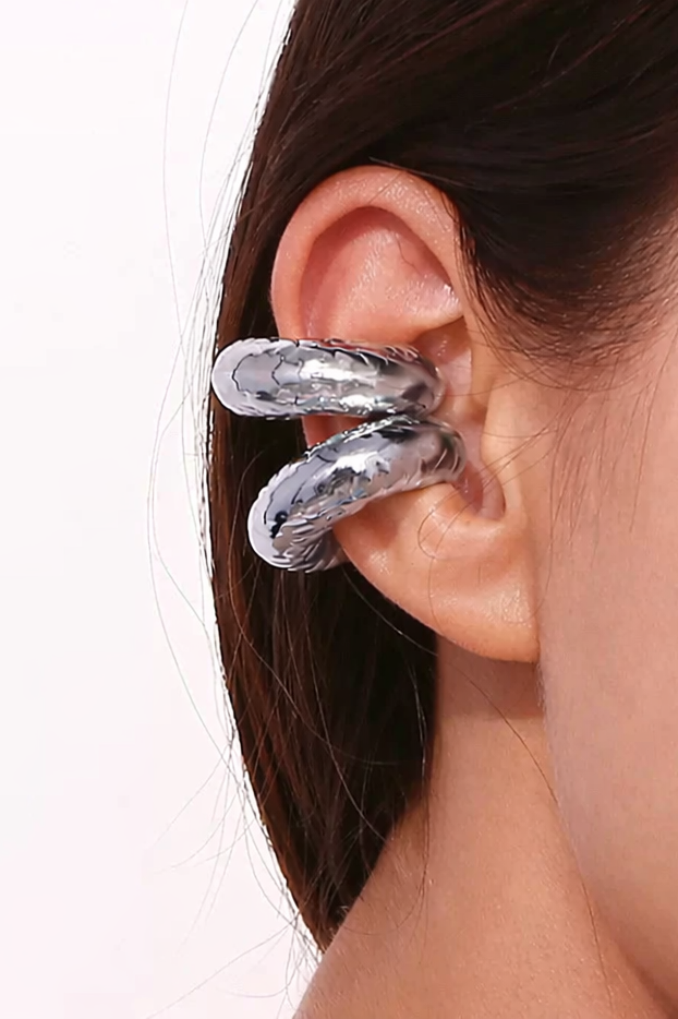 Gümüş Renk Çelik Ear Cuff (Çift)