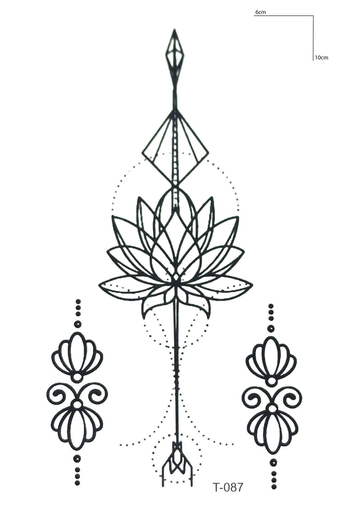 Göğüs Arası Lotus Geçici Dövme Tattoo