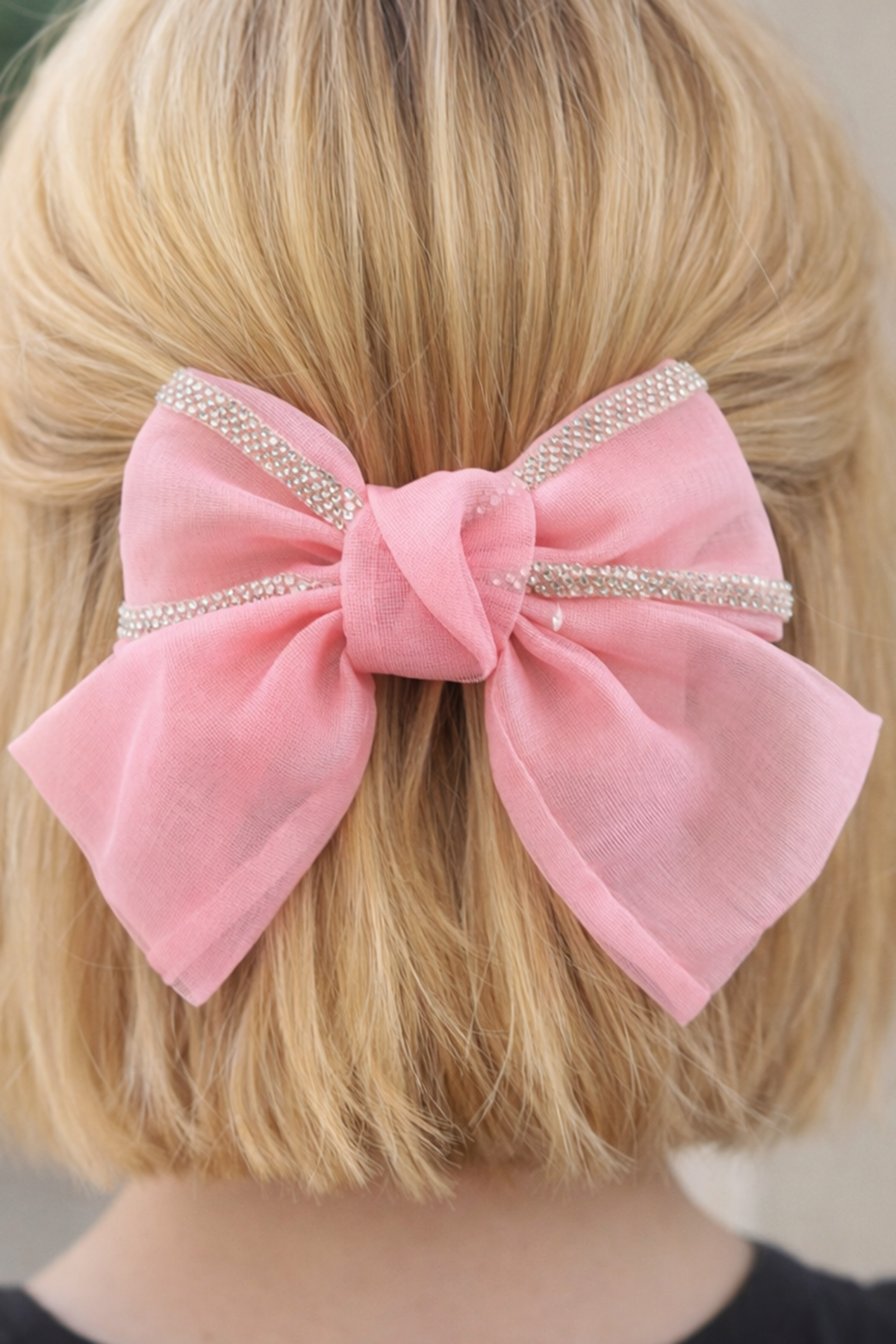 Pembe Renk Taşlı Kurdele Otomat Toka