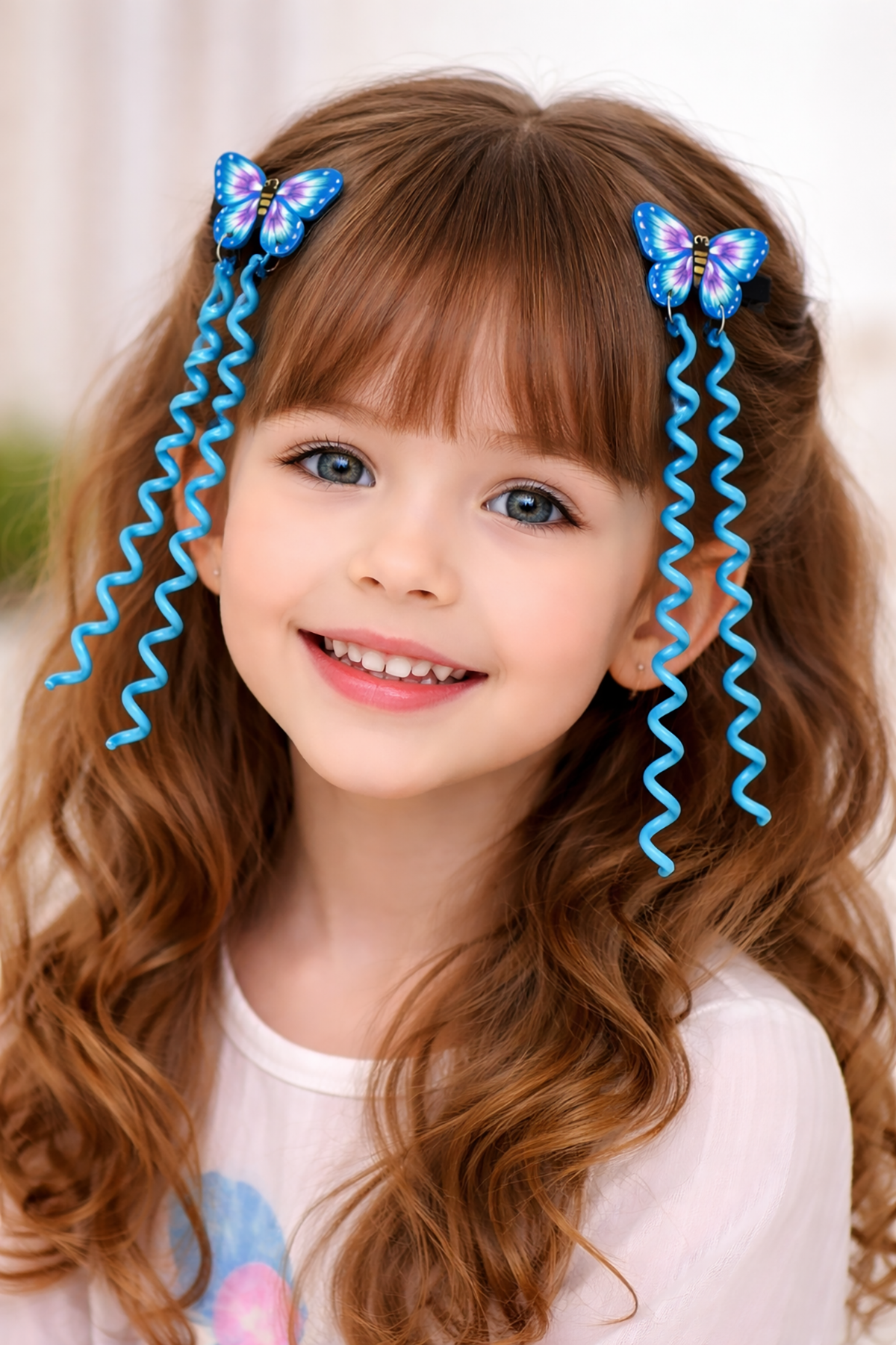 2'li Mavi Renk Kelebek Figürlü Çocuk Yan Toka