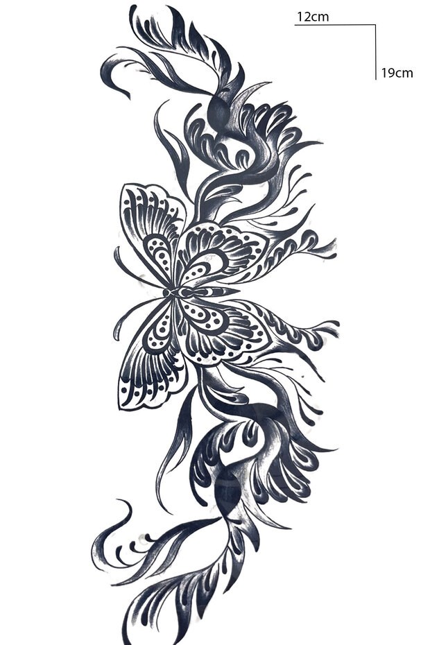 Kelebek Figürlü Sonradan Kararan Yarı Kalıcı Geçici Dövme Tattoo