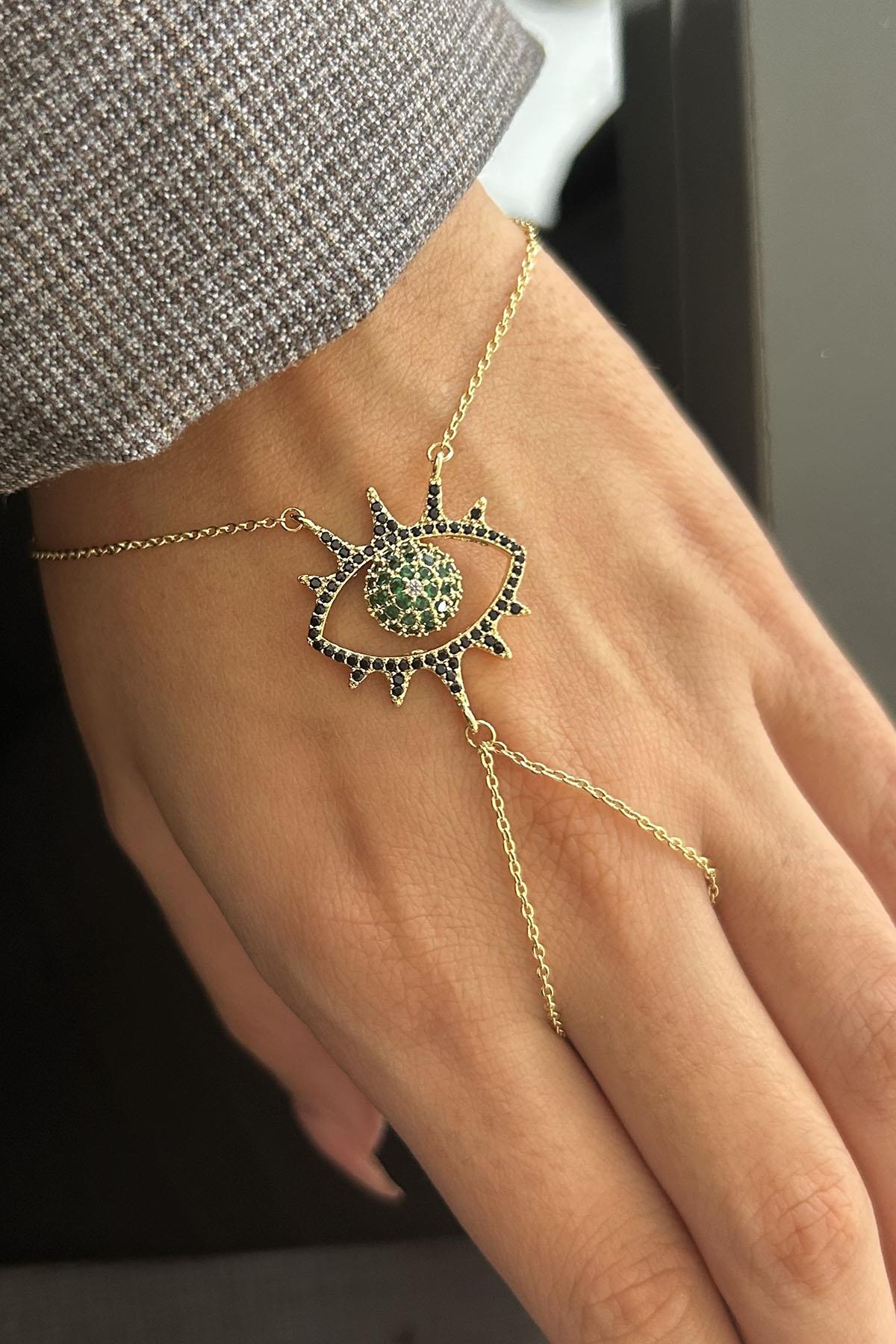 Altın Renk Göz Figürlü 14K Altın Kaplama TX Şahmeran