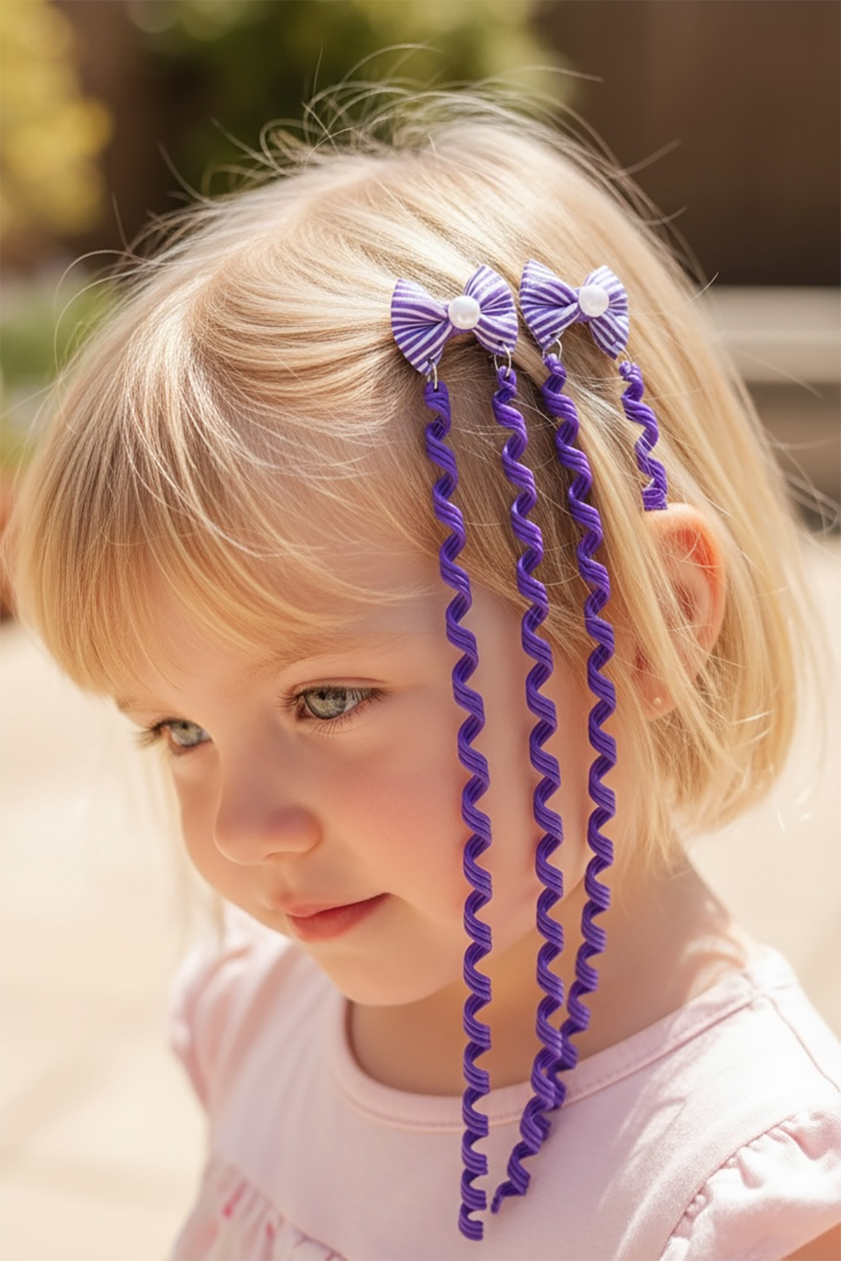 2'li Mor Renk Kurdele Figürlü Çocuk Yan Toka