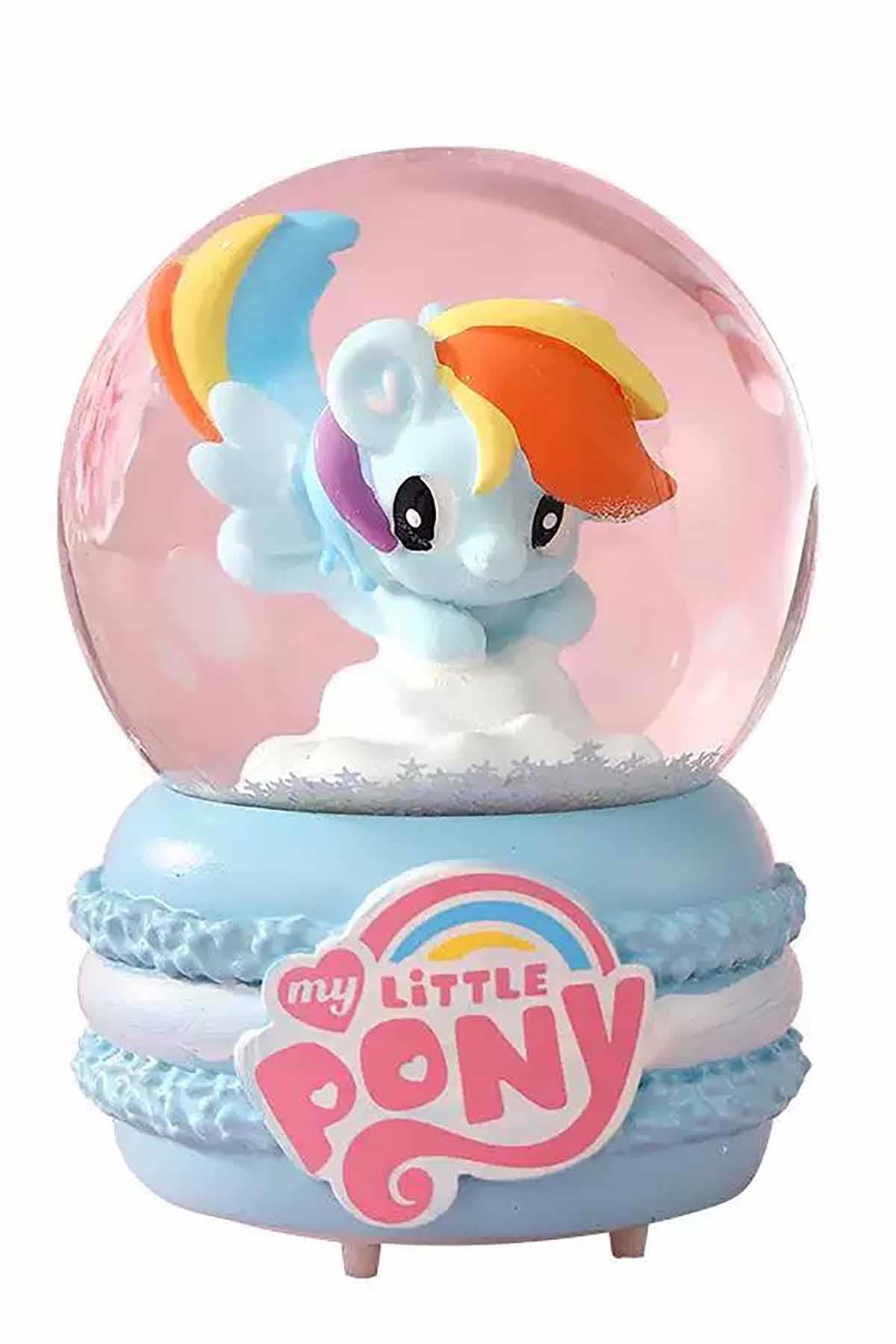 Mavi Renk Unicorn Figürlü Orta Boy Işıklı Kar Küresi