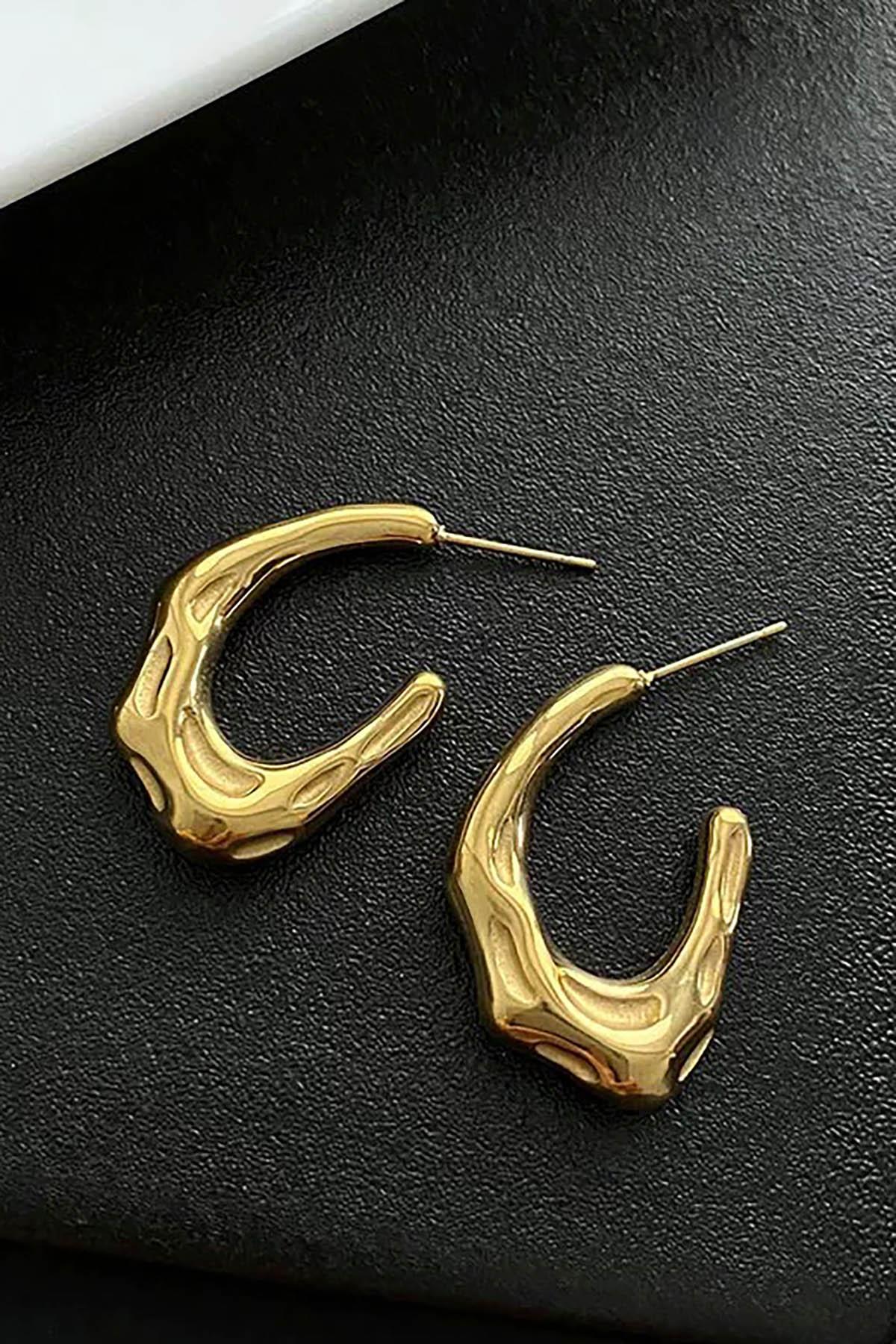 Altın Renk Çelik Küpe (Çift)