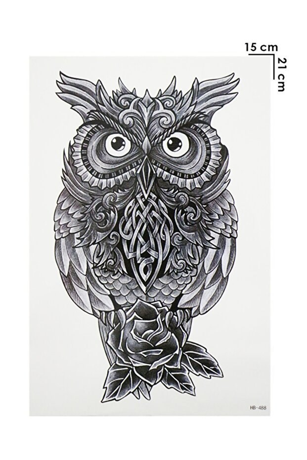 Baykuş Büyük Dövme Geçici Tattoo