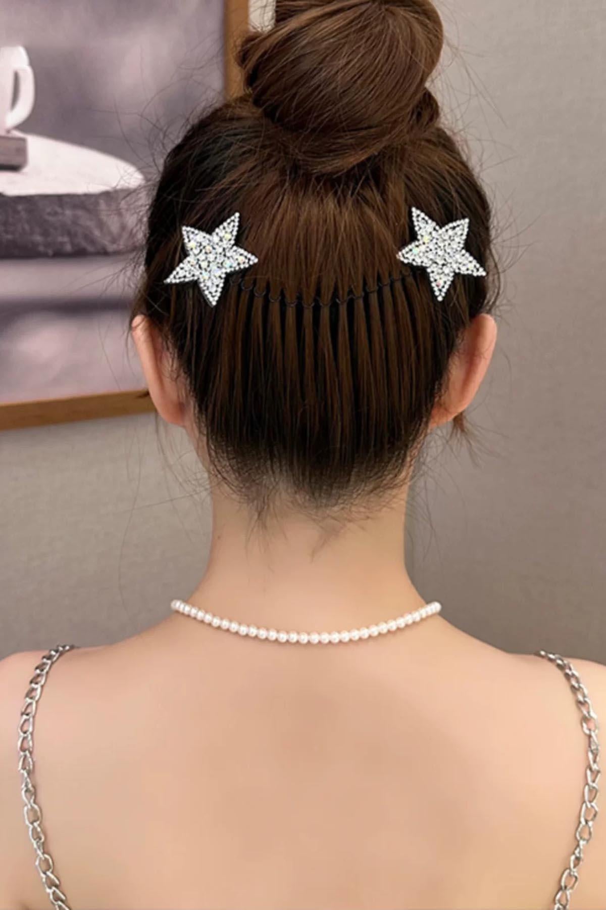 Kristal Taşlı Yıldız Figürlü Hayalet Toka Metal Yaylı Toka