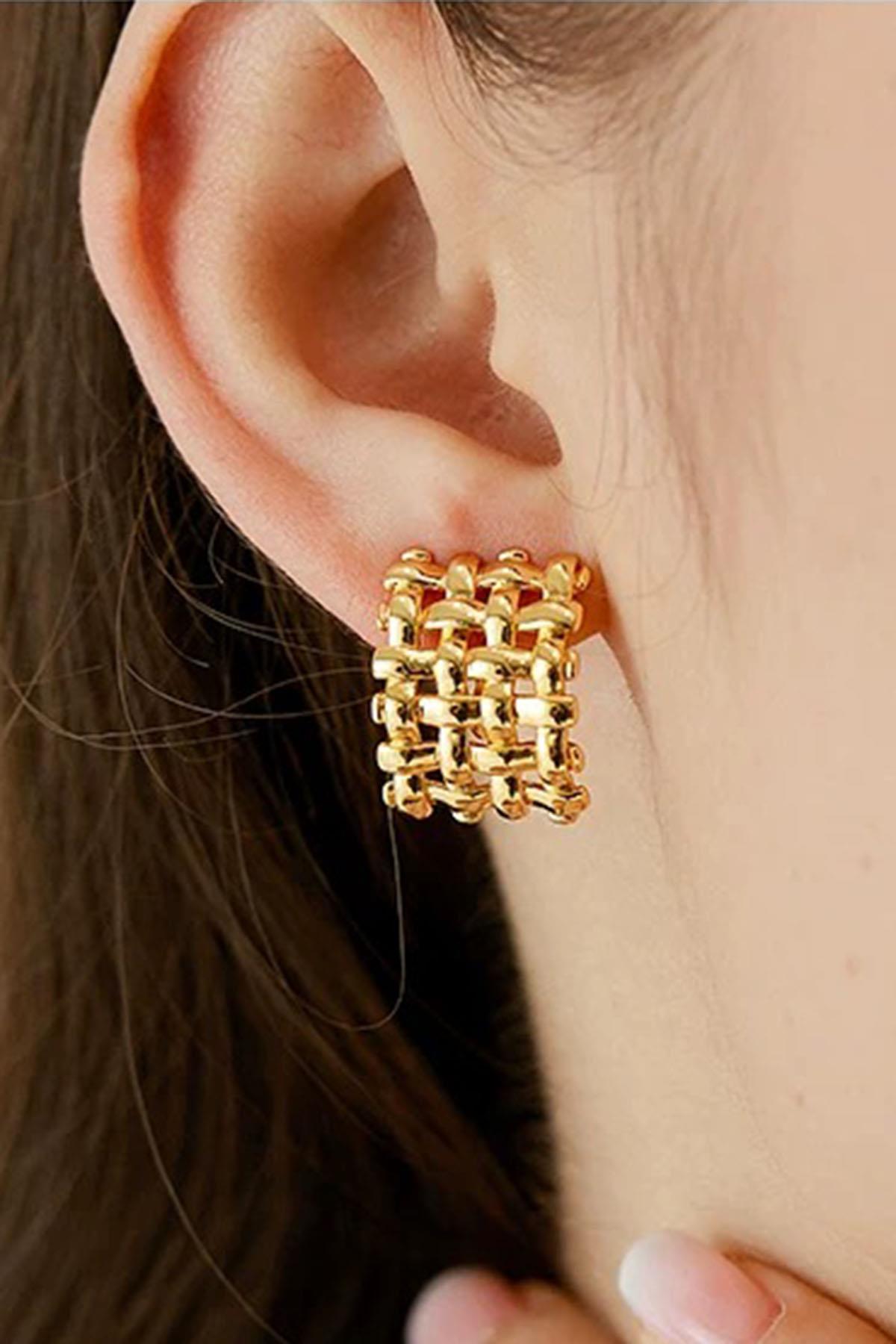 Altın Renk Metal Küpe (Çift)