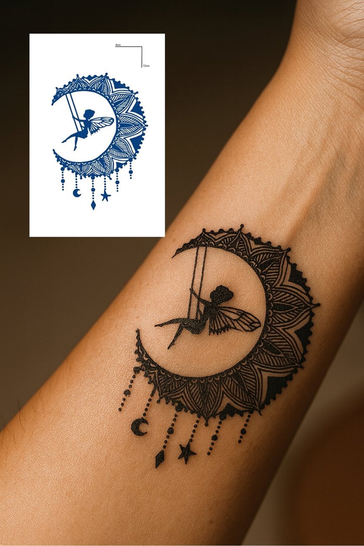 Ay Peri Sonradan Kararan Yarı Kalıcı Geçici Dövme Tattoo