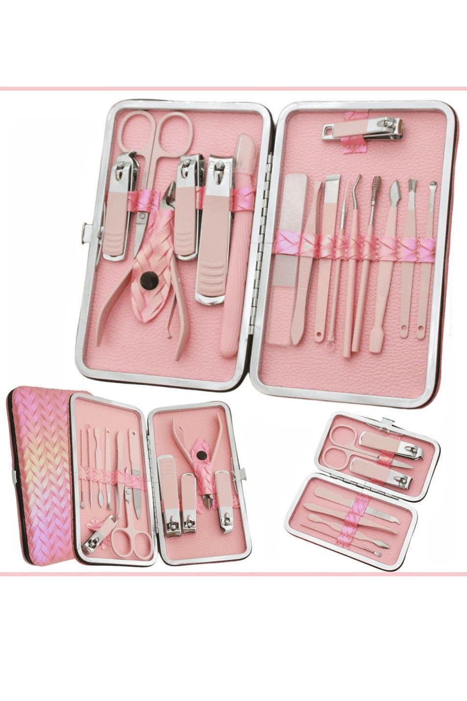 Pembe Renk Hologramlı Manikür/ Pedikür Kutulu Törpü Set