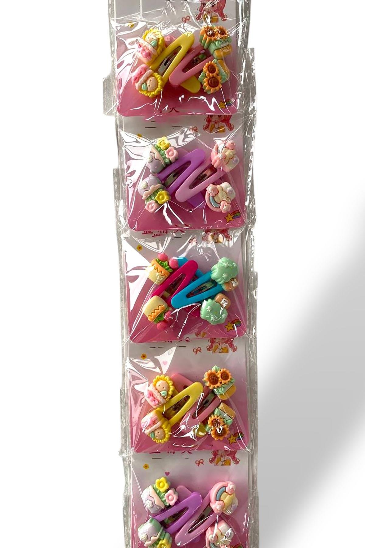 6'lı Karışık Renk Karışık Figürlü Yan Toka Set 