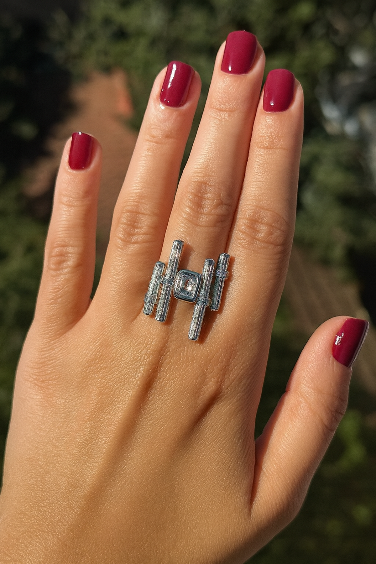 Gümüş Renk Taş Detaylı Ayarlanabilir YSX Yüzük