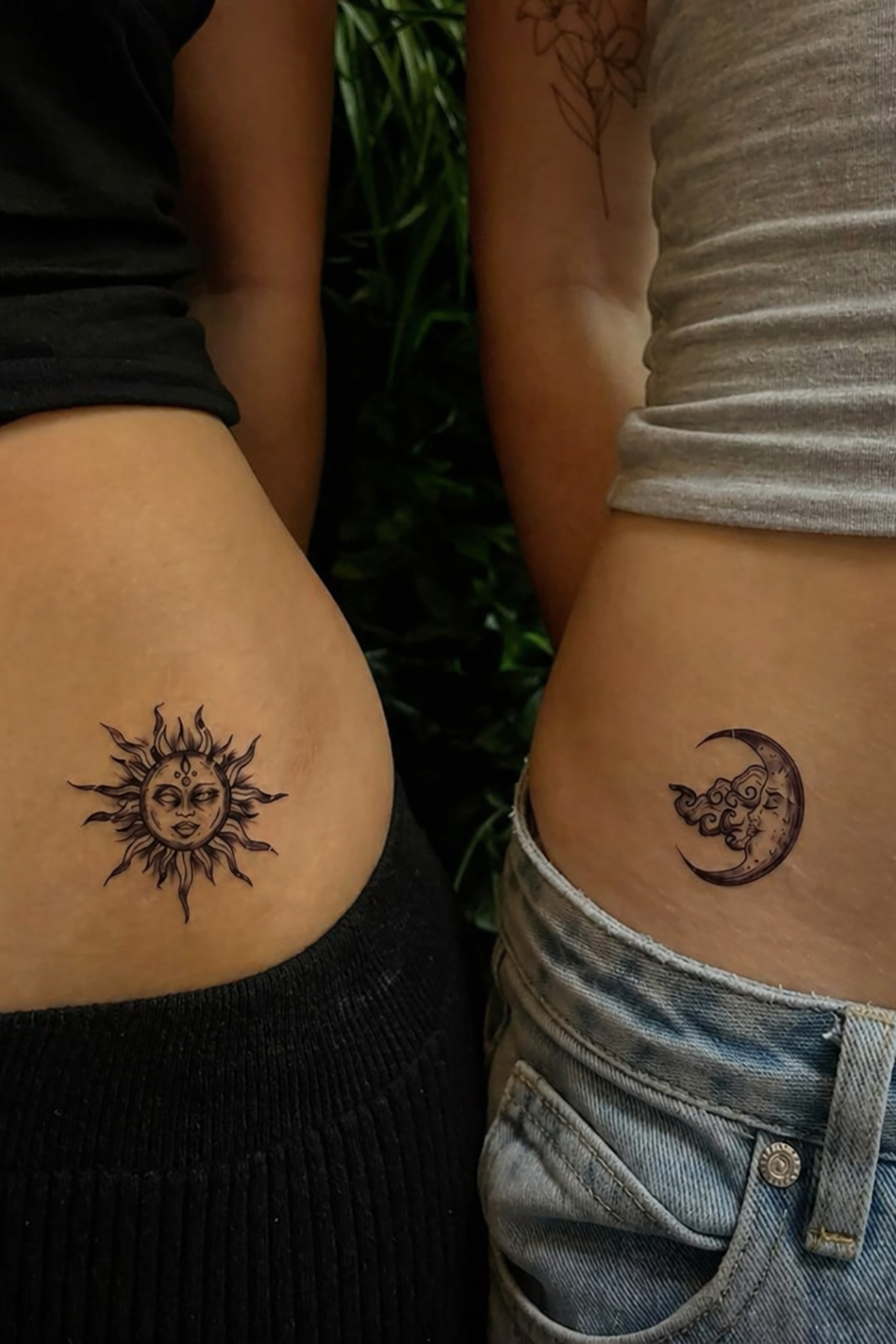 Geçici Ay Ve Güneş Figürlü Mini Dövme Tattoo