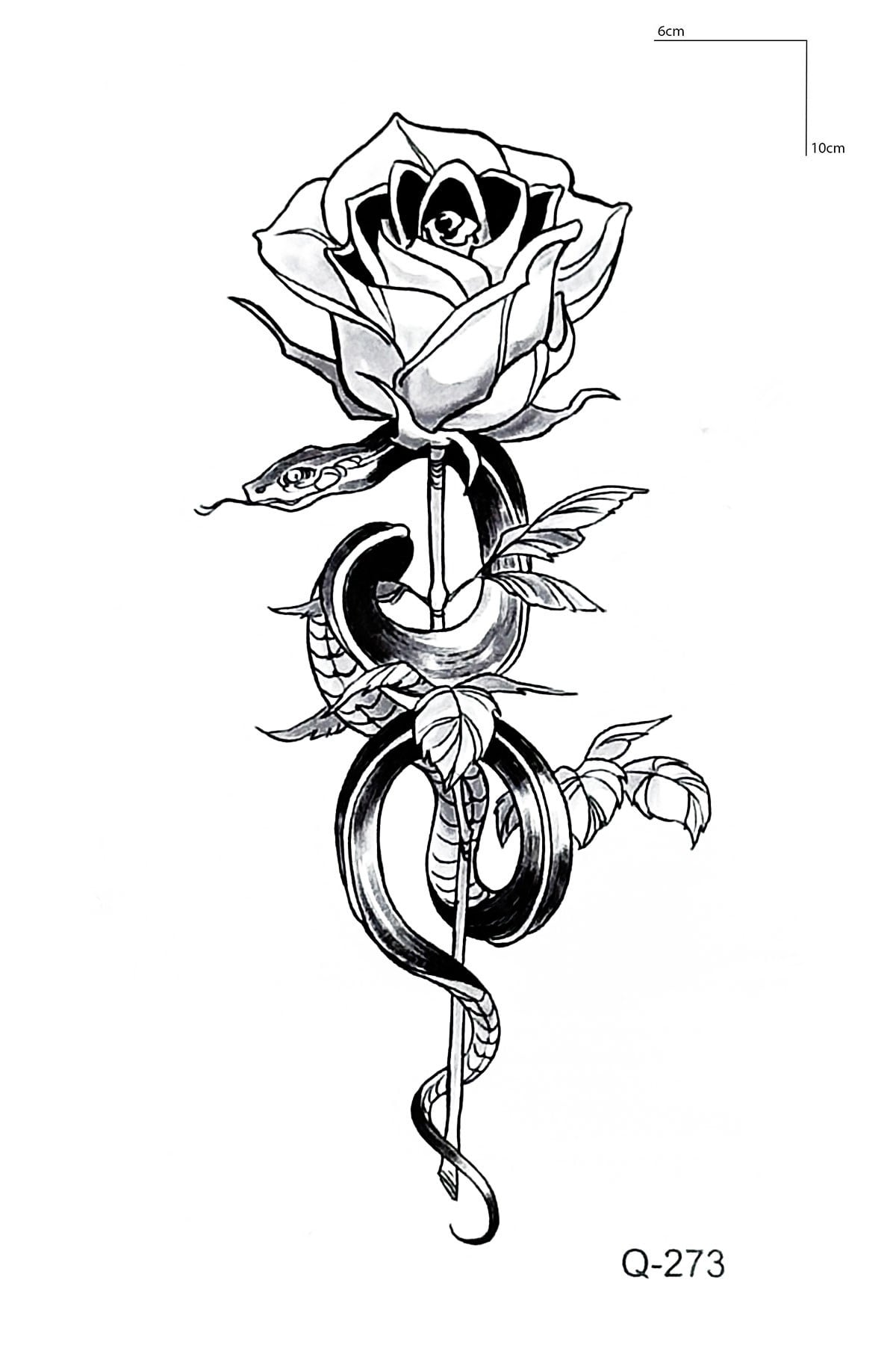 Yılanlı Gül Mini Geçici Dövme Tattoo