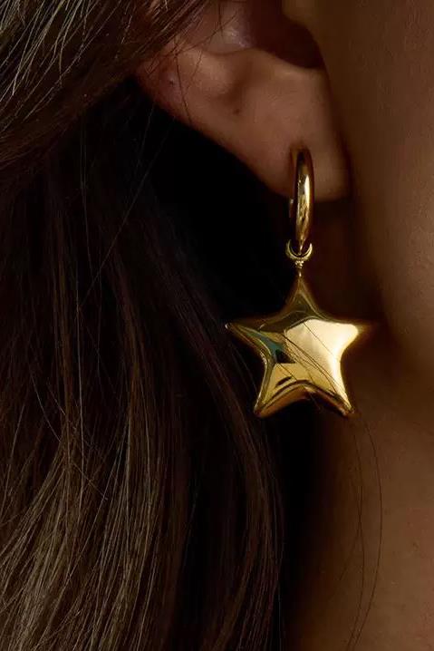 Altın Renk Yıldız Figürlü Çelik Küpe (Çift)