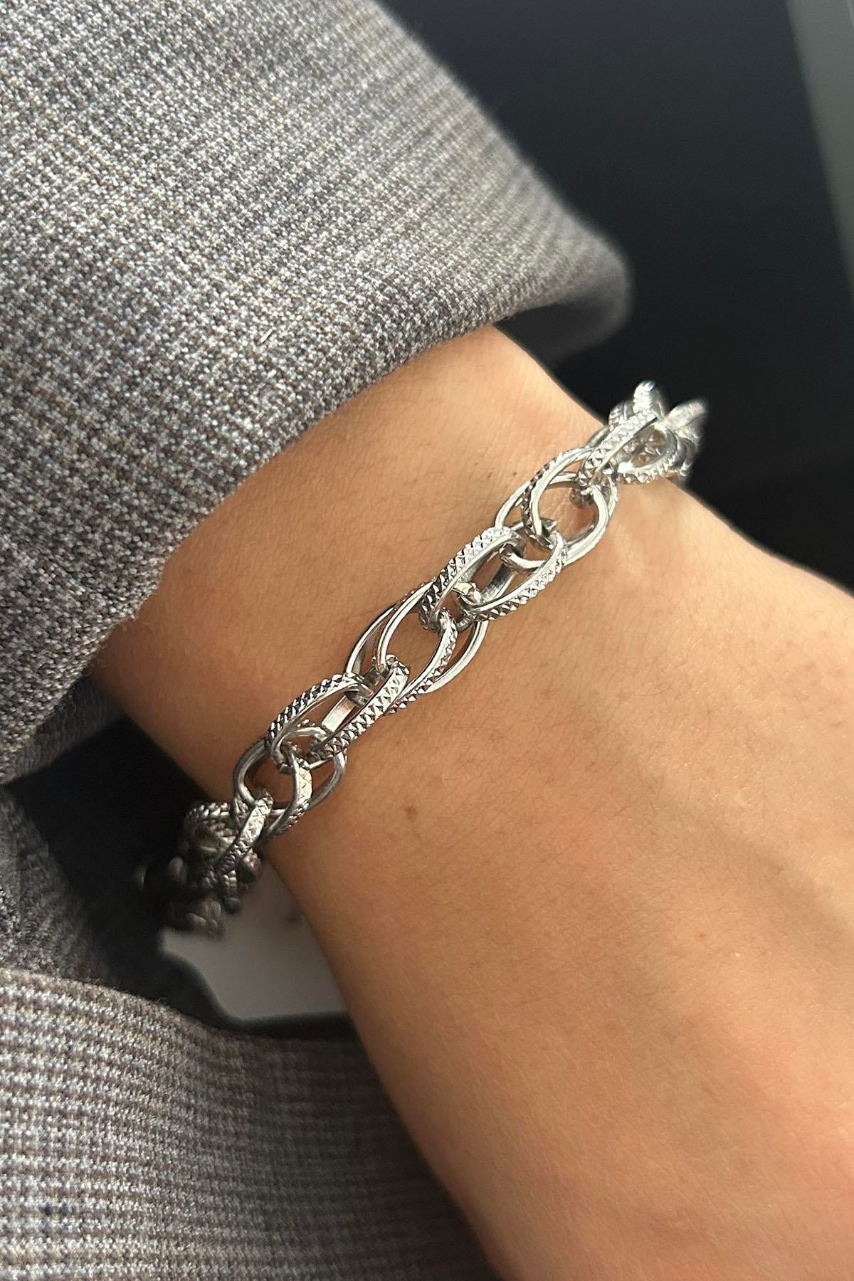 Gümüş Renk Zincir Çelik Bileklik (Unisex)