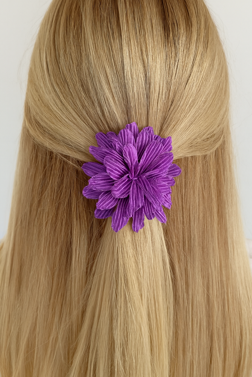 Mor Renk Çiçek Figürlü Mandal Toka