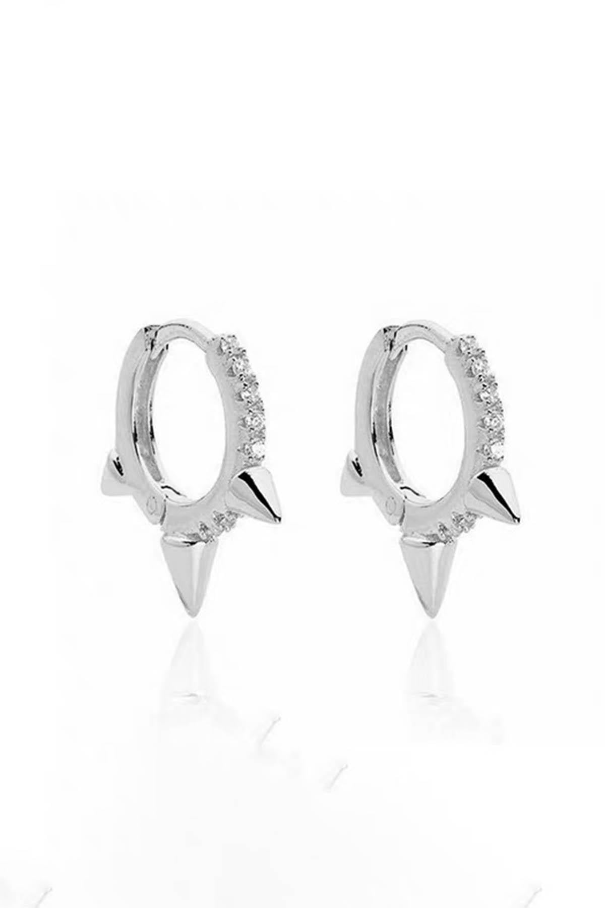 Gümüş Renk Zımba Detaylı Xuping Küpe (Çift)