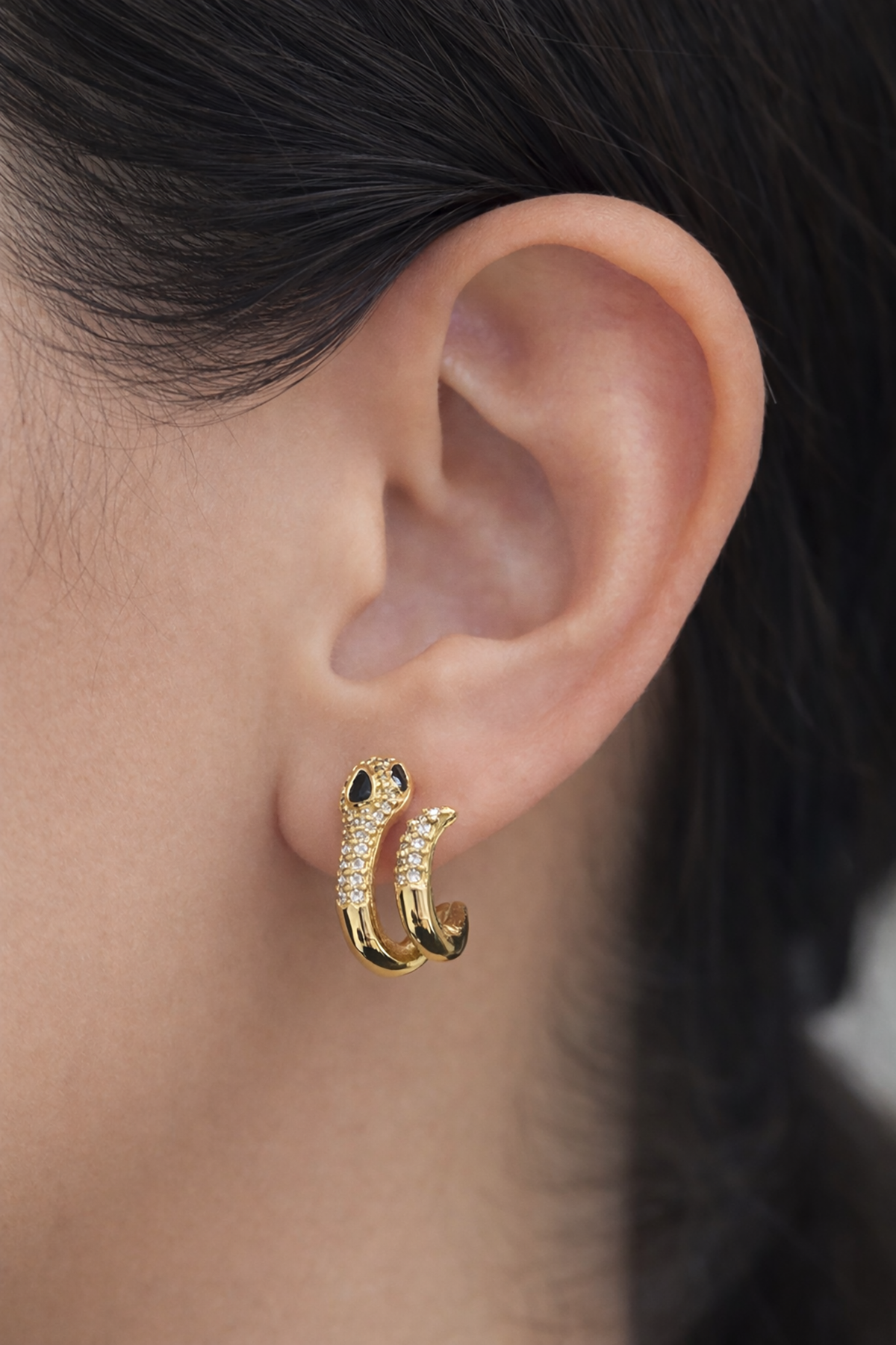 Altın Renk 14K Altın Kaplama Yılan Figürlü Xuping Küpe (Çift)