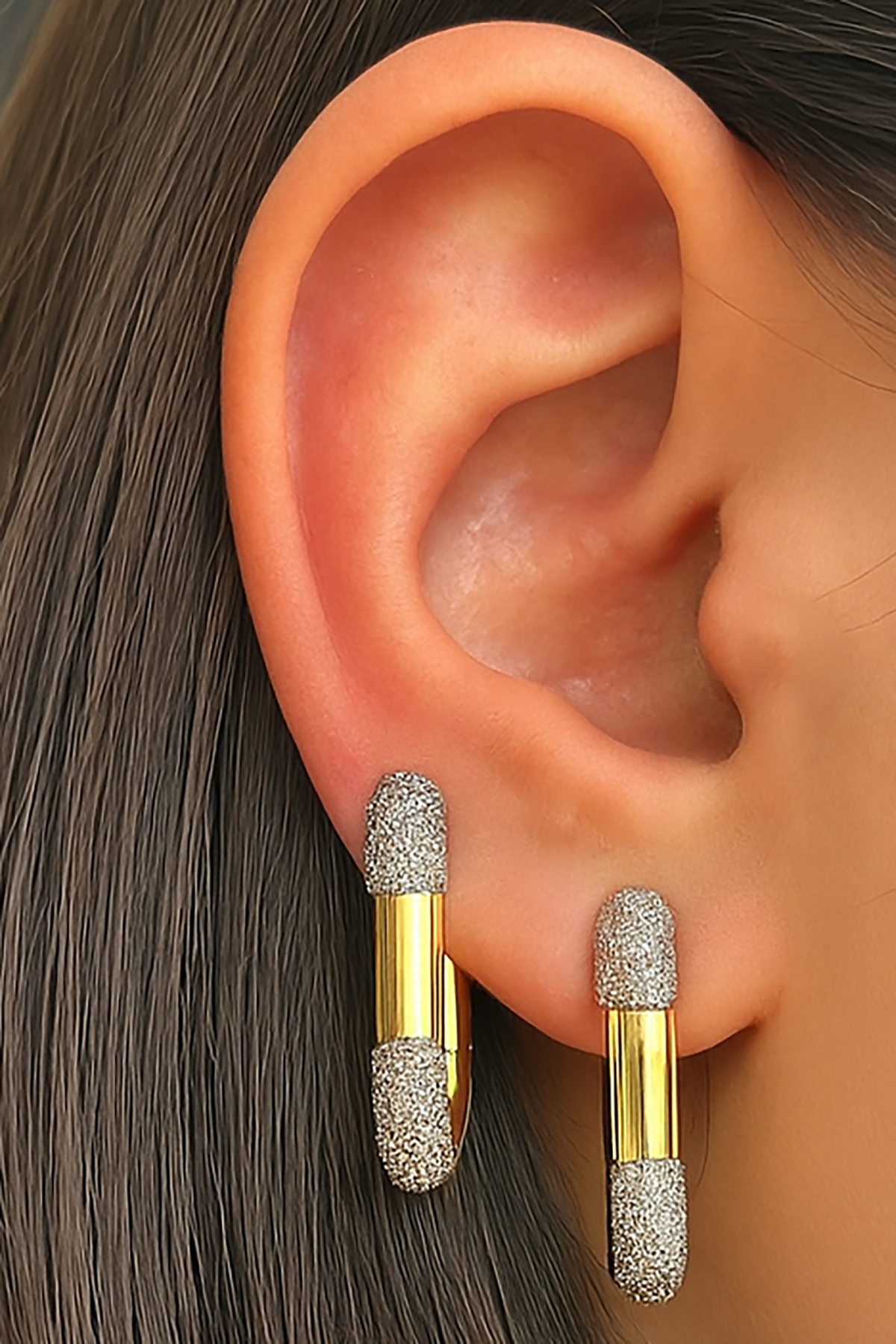 Altın Renk Taş Detaylı YSX Küpe (Çift)