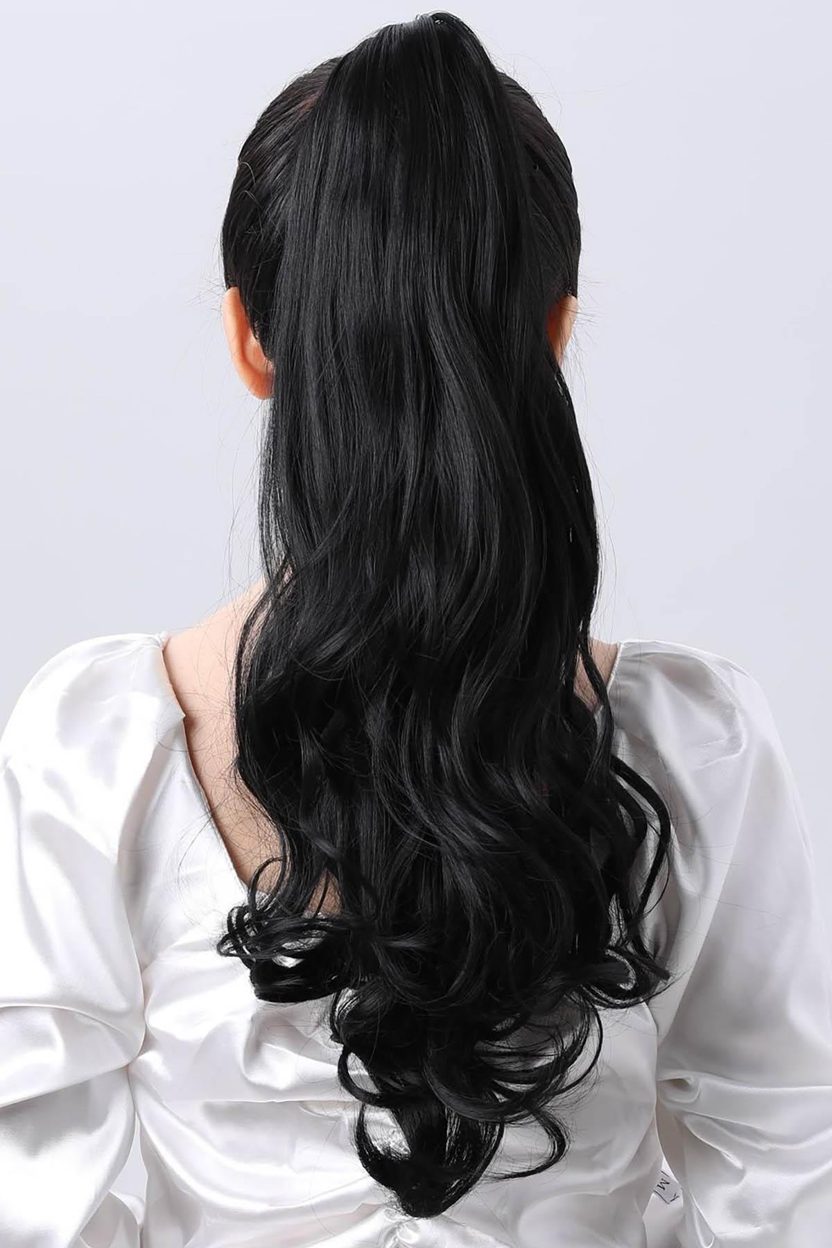 Siyah Renk Tokalı Dalgalı At Kuyruğu Saç (Zeynep)