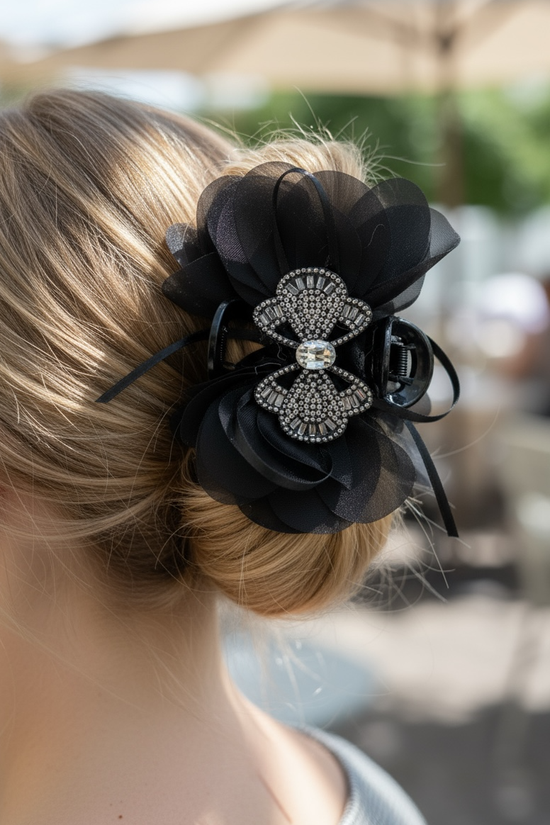 Siyah Renk Kelebek Figürlü Mandal Toka