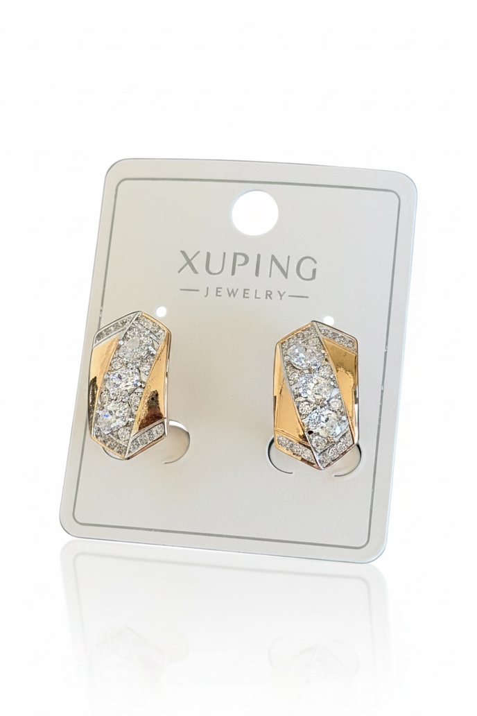 Rose Gold Renk Taşlı Xuping Küpe (Çift)